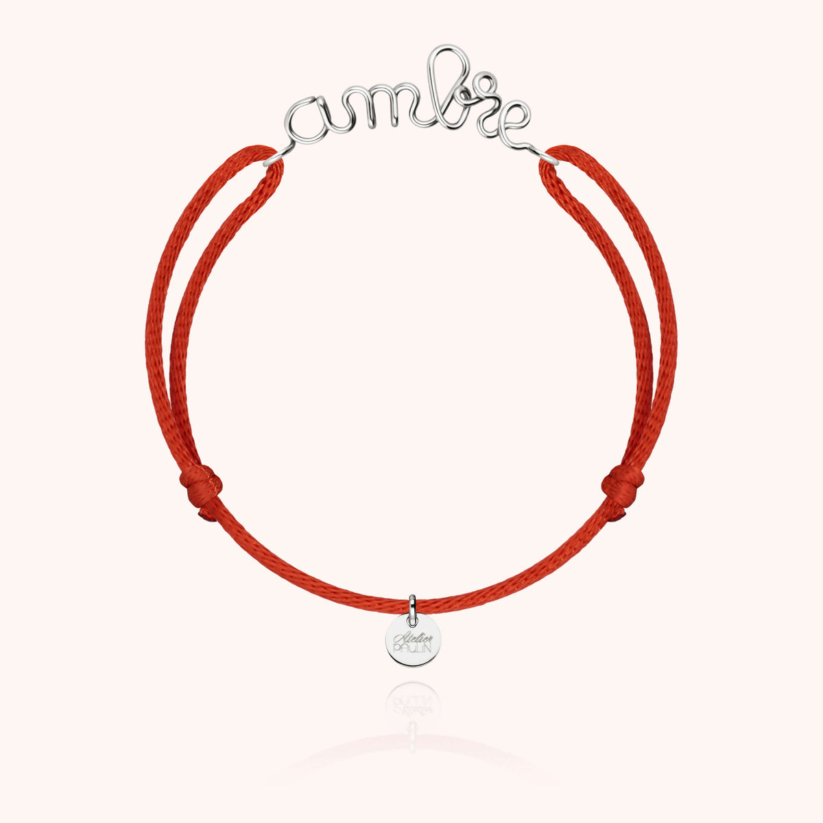 Bracciale Cordino Originale Personalizzato in filo d'argento sterling 925, portato al polso