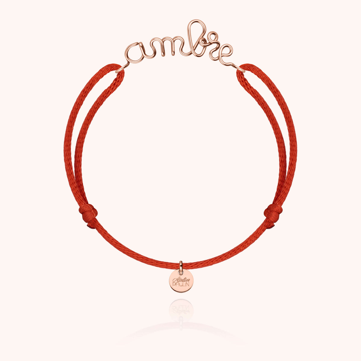 Bracciale Cordino Originale Personalizzato in filo d'oro rosa 18kt, portato al polso