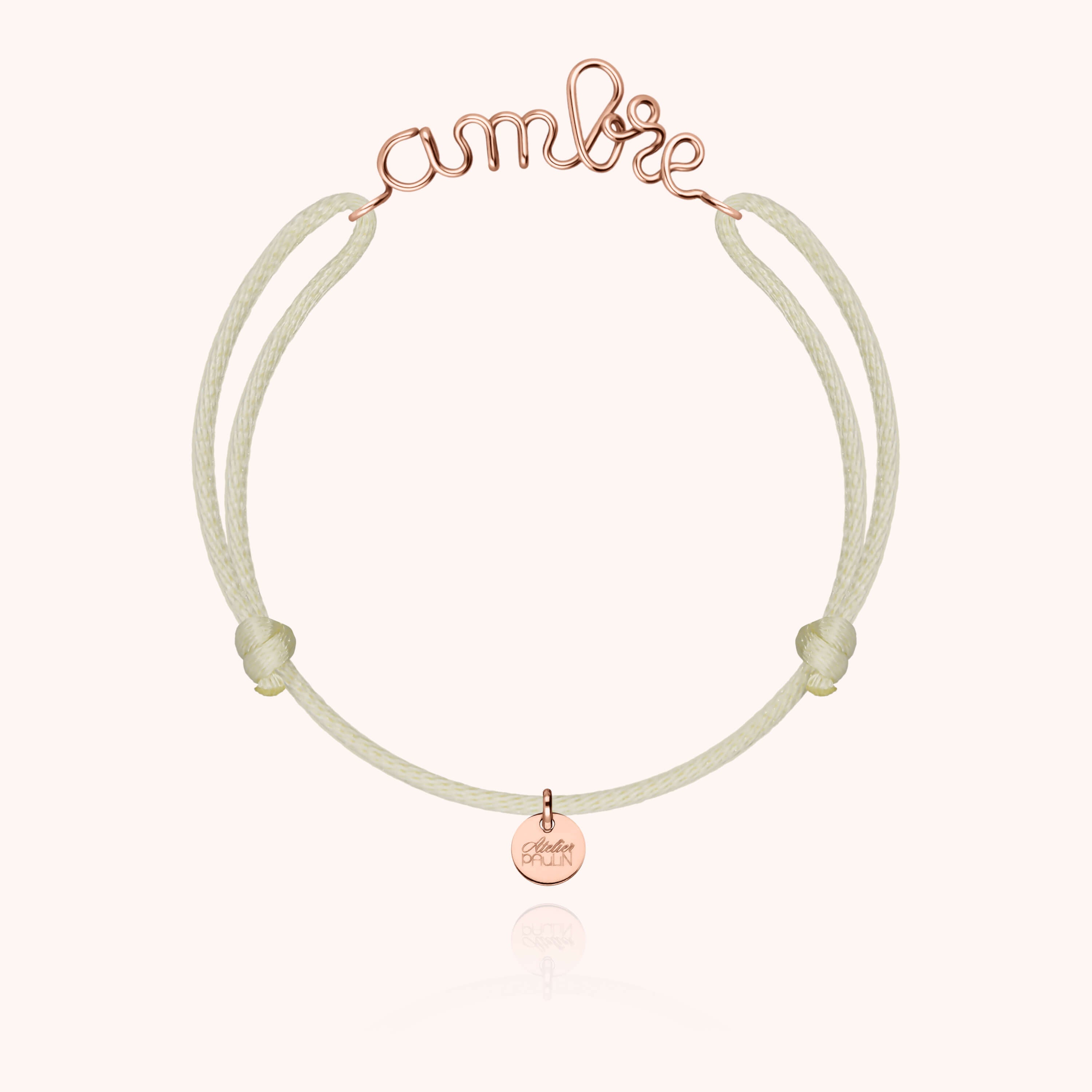 Bracelet Cordon Original Personnalisé — détail façonnage à la main, or rose 18K