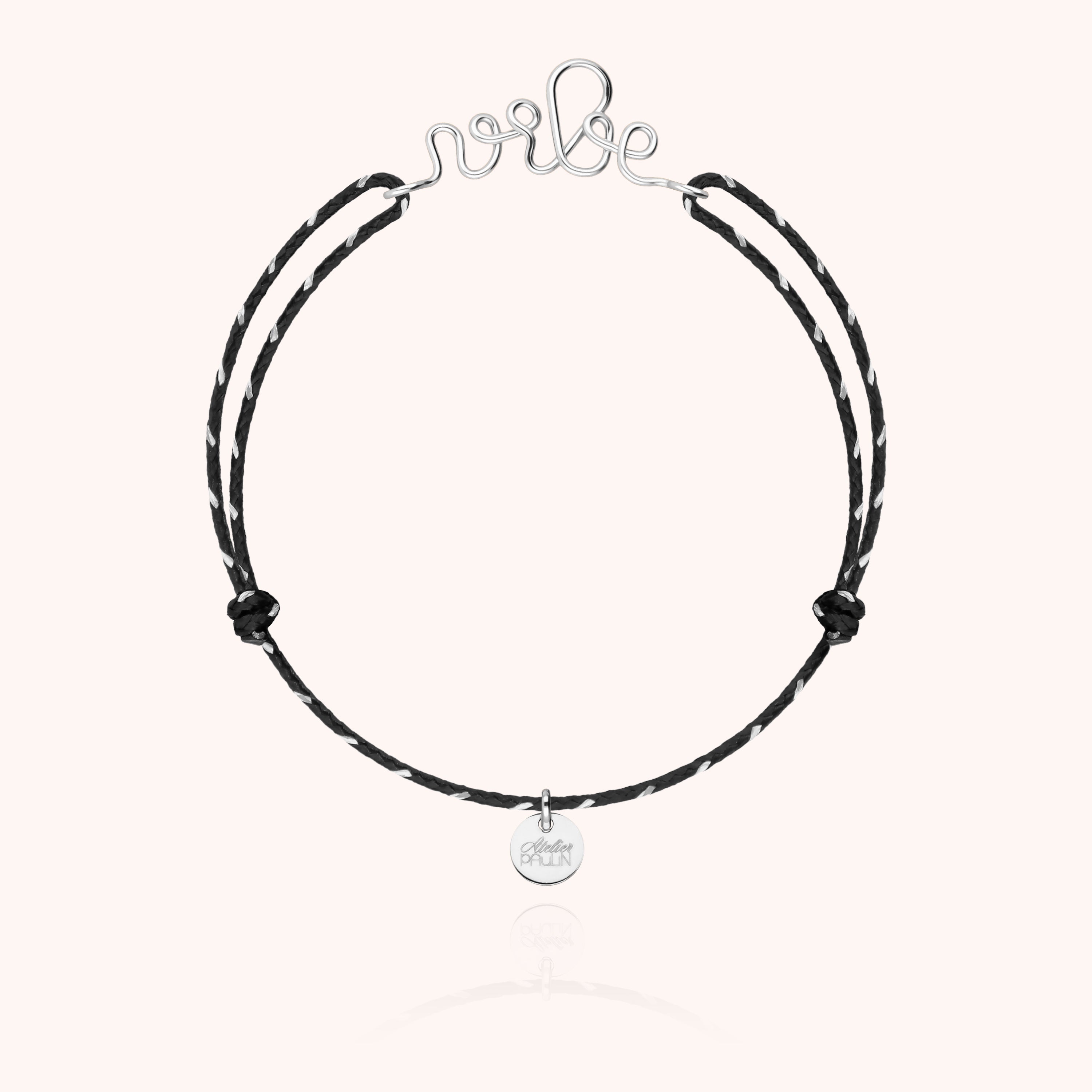 Reflective Personalized Cord Bracelet - silver