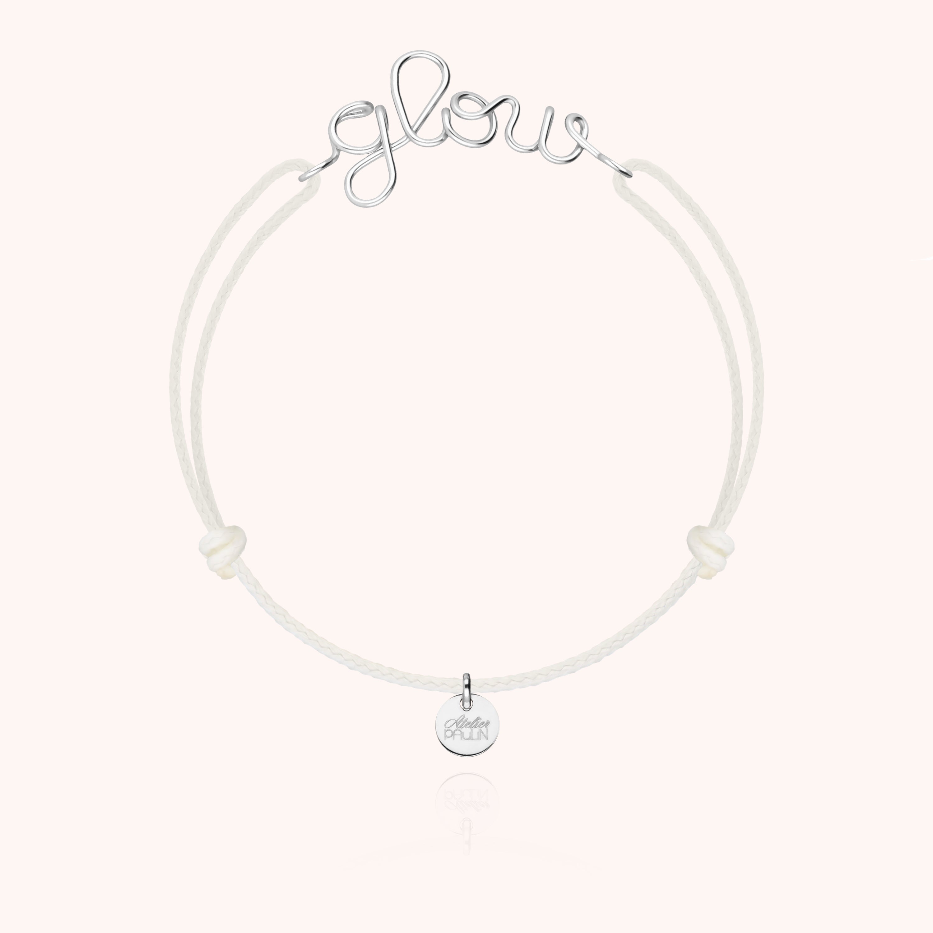 Phosphorescent Personalized Cord Bracelet - silver
