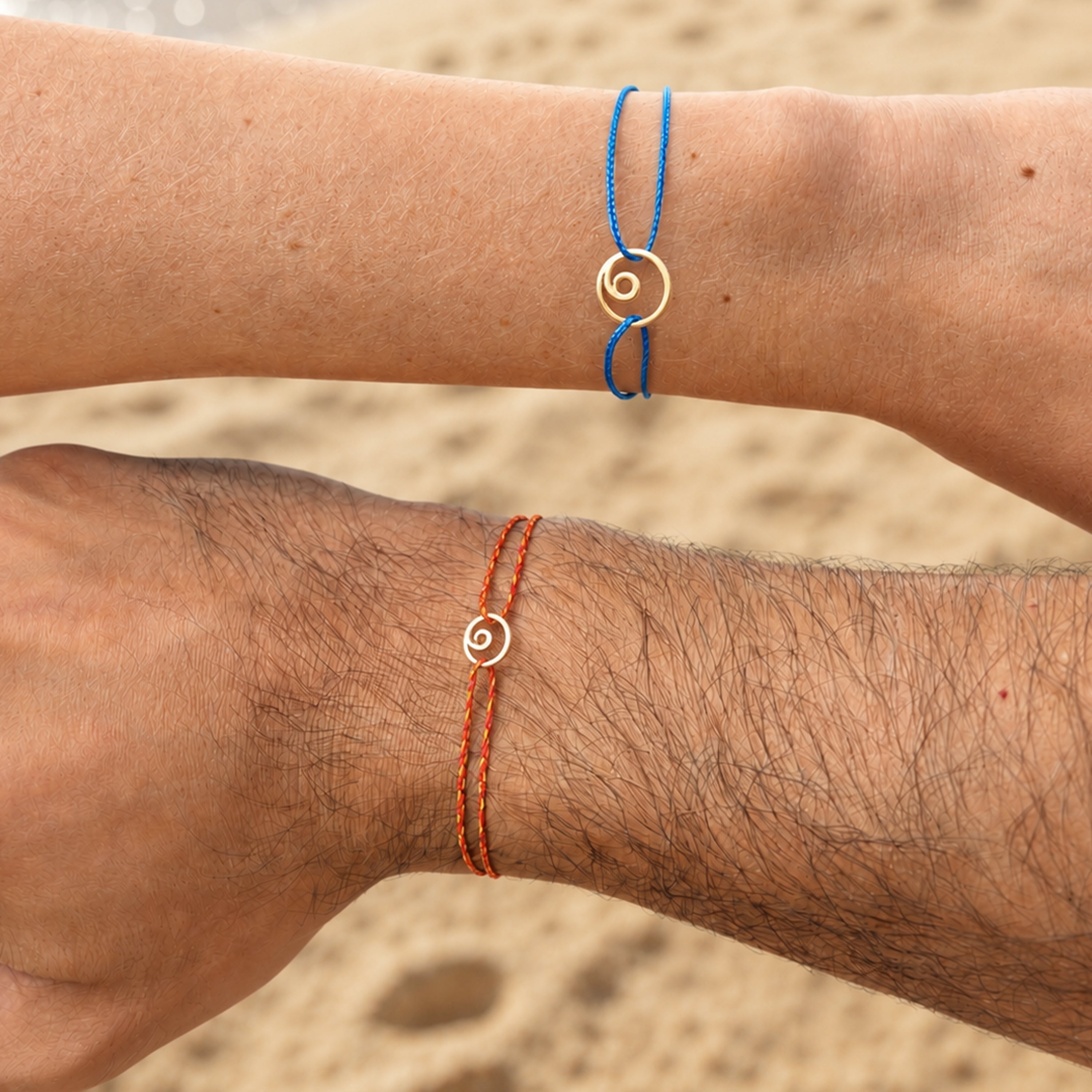 Eye of Saint Lucia Orange Slim Knot Cord Bracelet - 14k yellow gold filled