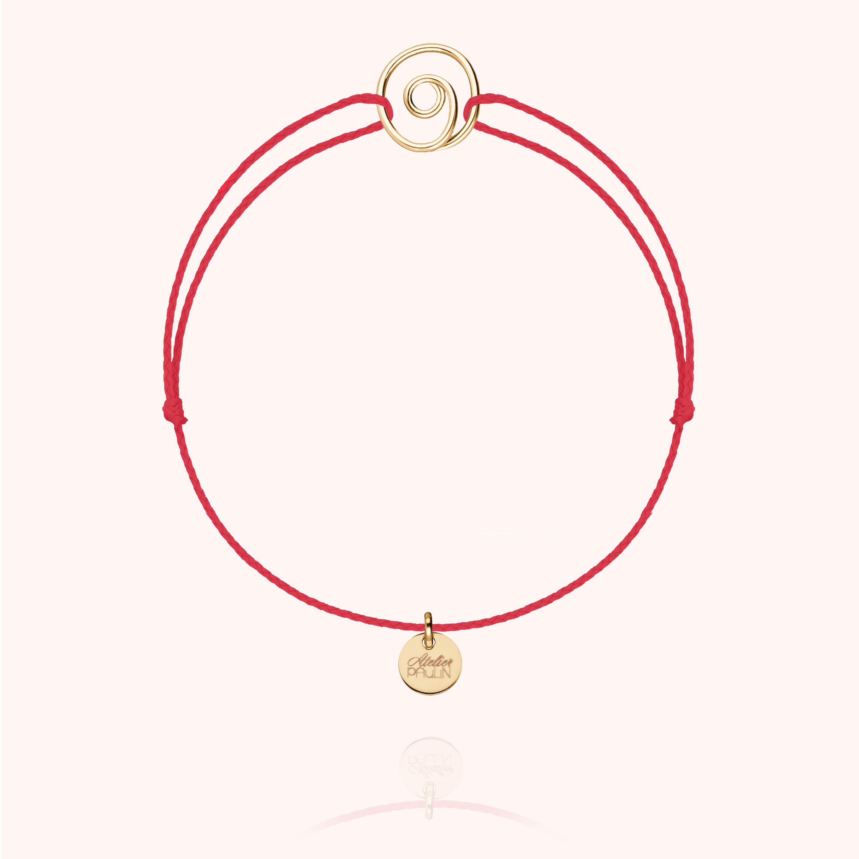 Bracelet Cordon Rouge Sainte Lucie - or jaune laminé