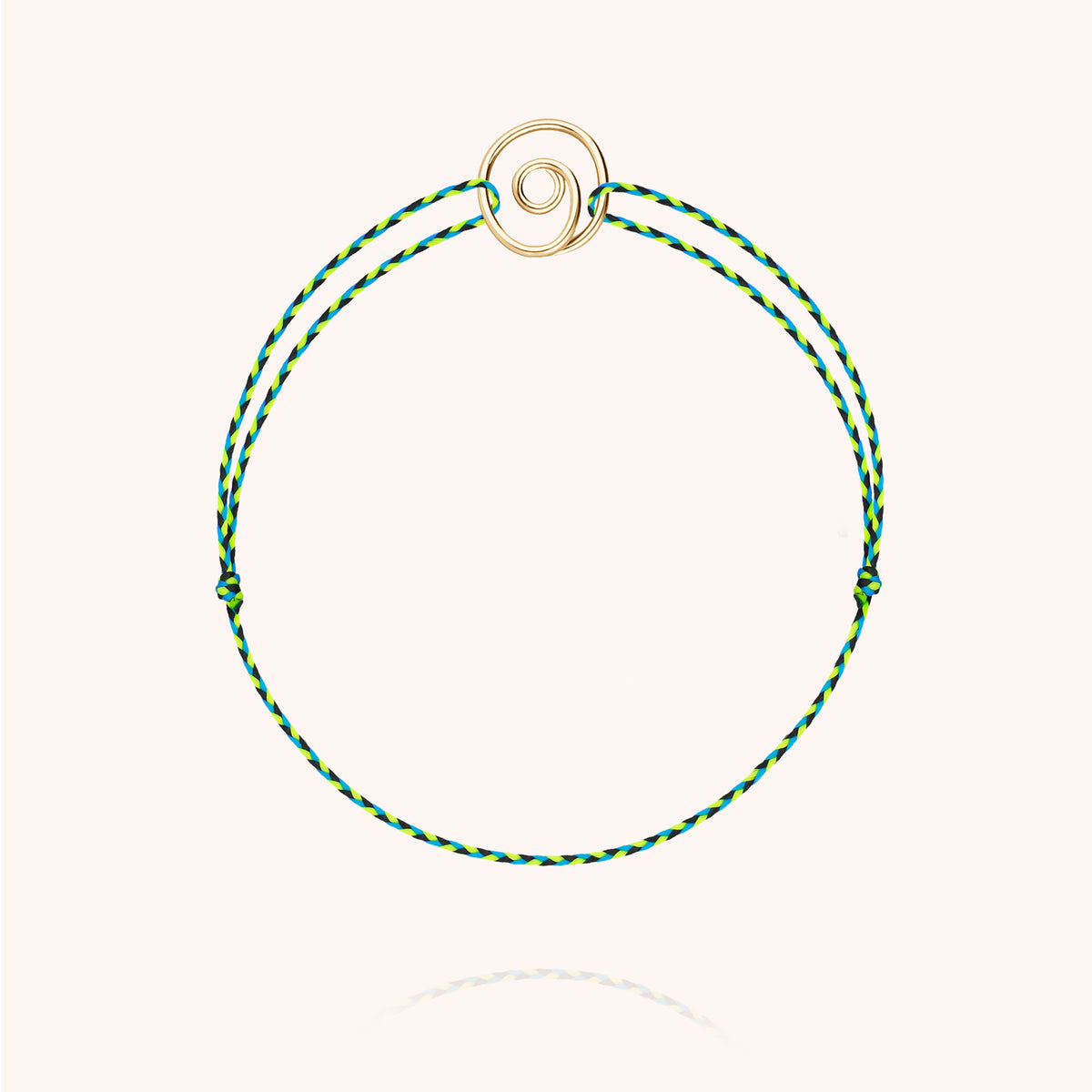 Eye of Saint Lucia Green Slim Knot Cord Bracelet in 14k yellow gold-filled wire