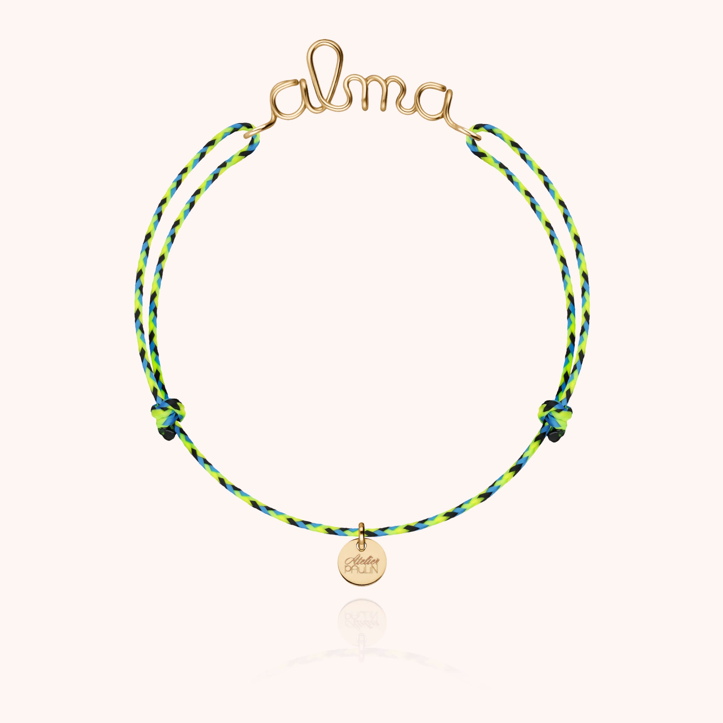 Bracelet Cordon Slim Knot Personnalisé en or jaune laminé — façonné à la main à Paris