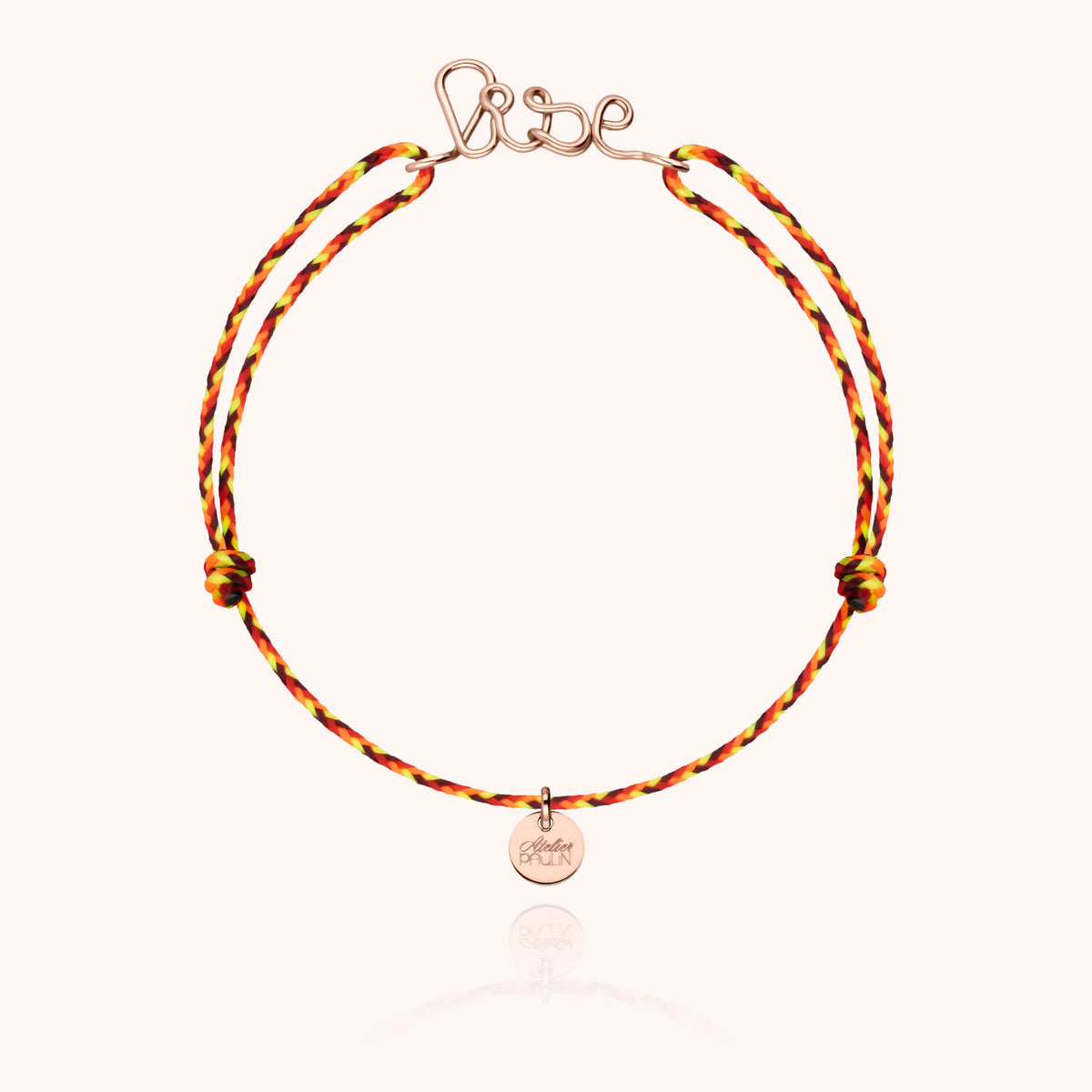 Bracciale Cordino Slim Knot Personalizzato in filo d'oro rosa laminato 14k