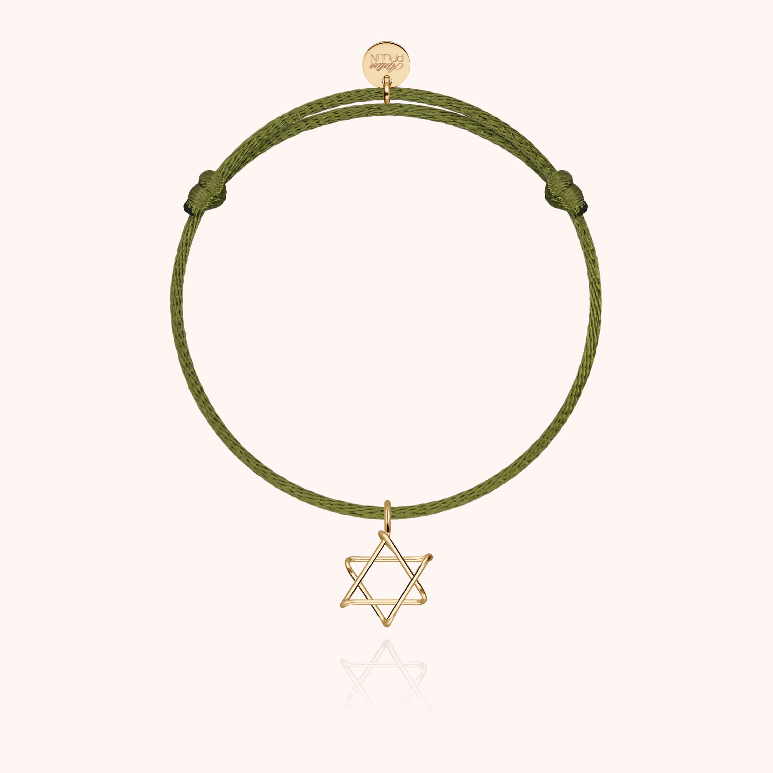 Bracelet Cordon Charms Symbolic Étoile de David en or jaune laminé — bijou durable garanti à vie