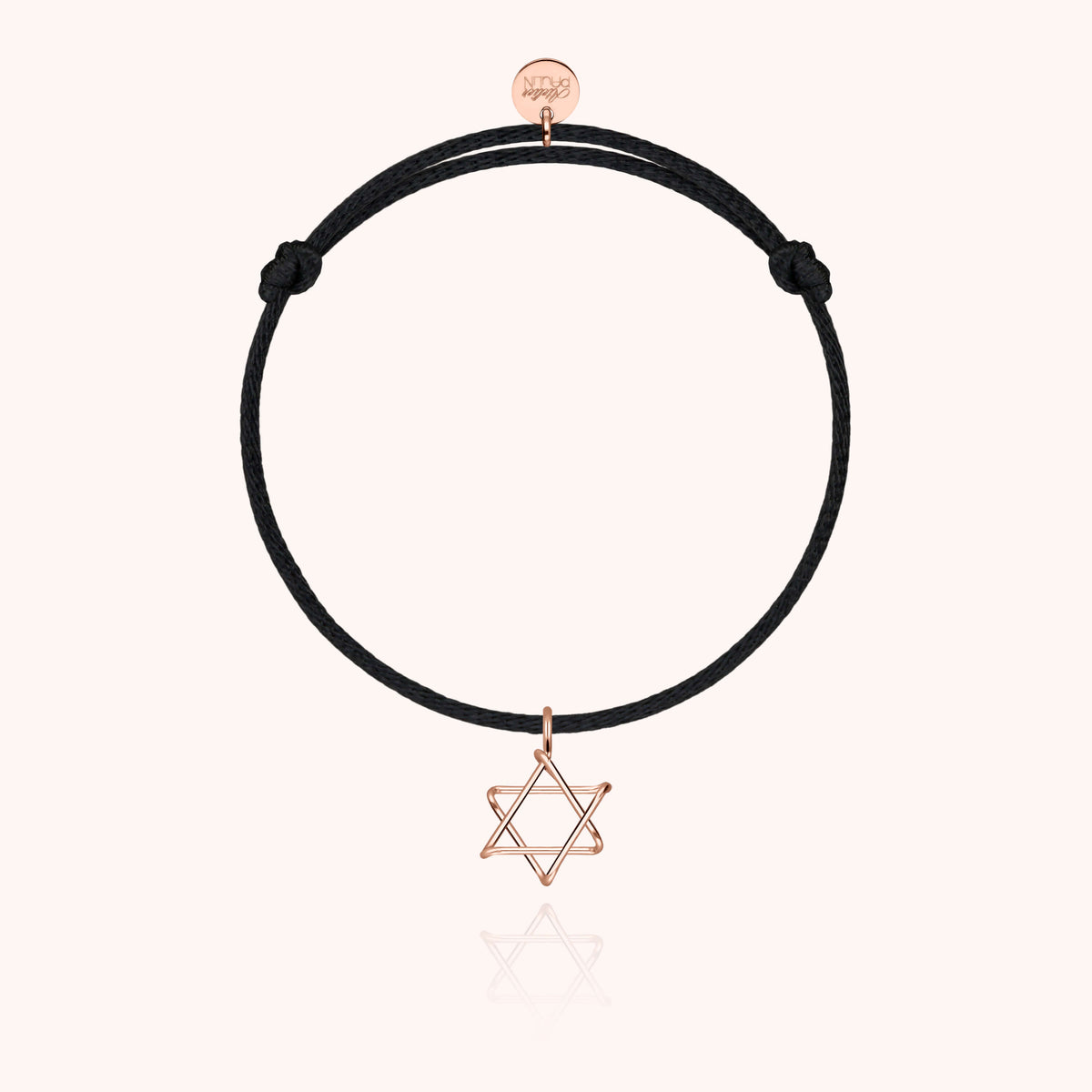 Bracciale Cordino Charms Simbolico Stella di David in filo d'oro rosa 18kt nella sua scatola regalo Atelier Paulin