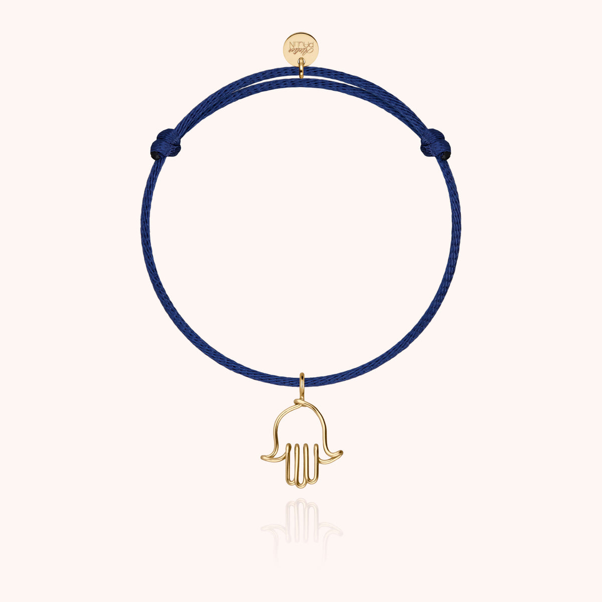 Bracciale Cordino Charms Simbolico Mano di Fatma in filo d'oro giallo 18kt, taglia bambino