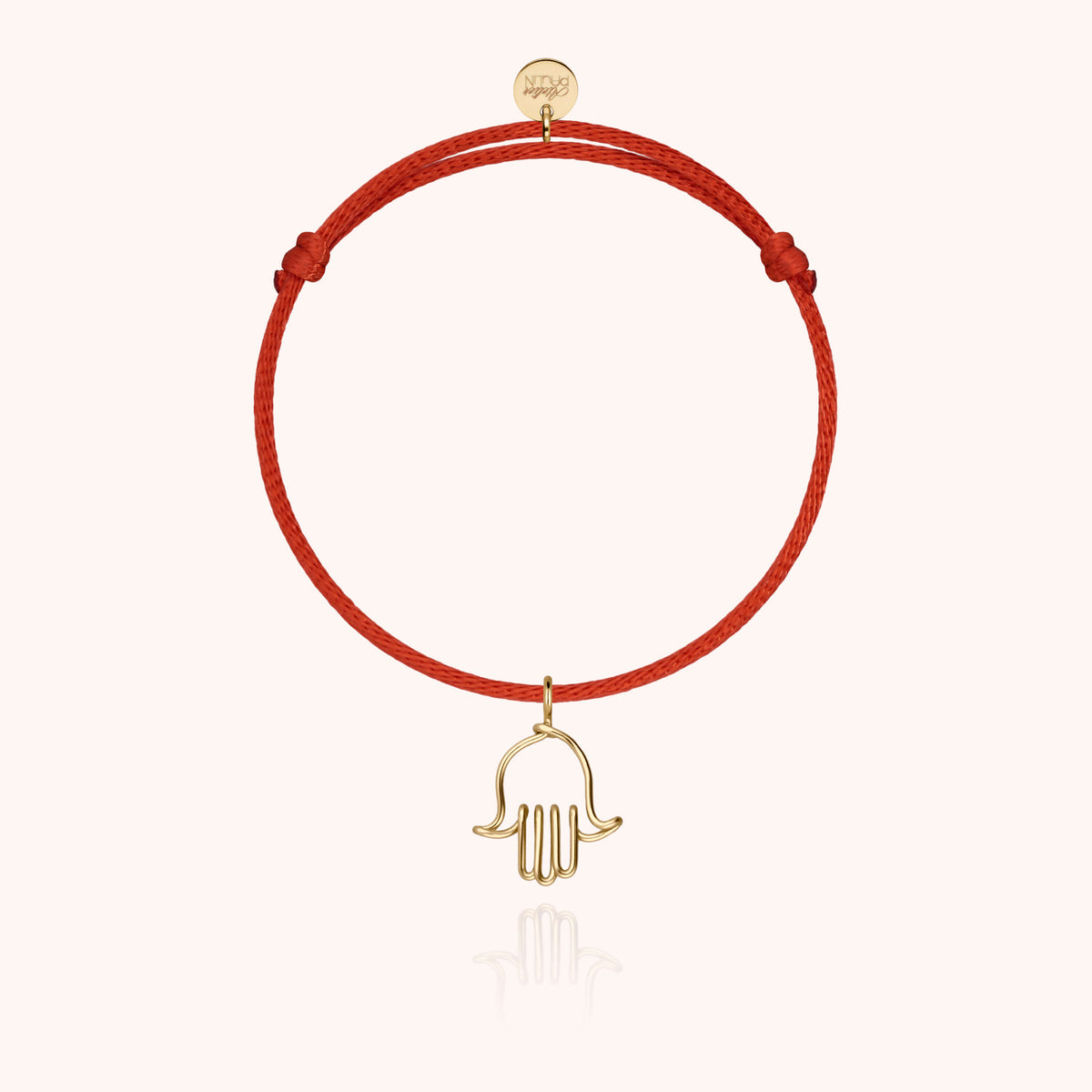 Bracelet Cordon Charms Symbolic Main de Fatma — finition artisanale du bijou, or jaune laminé