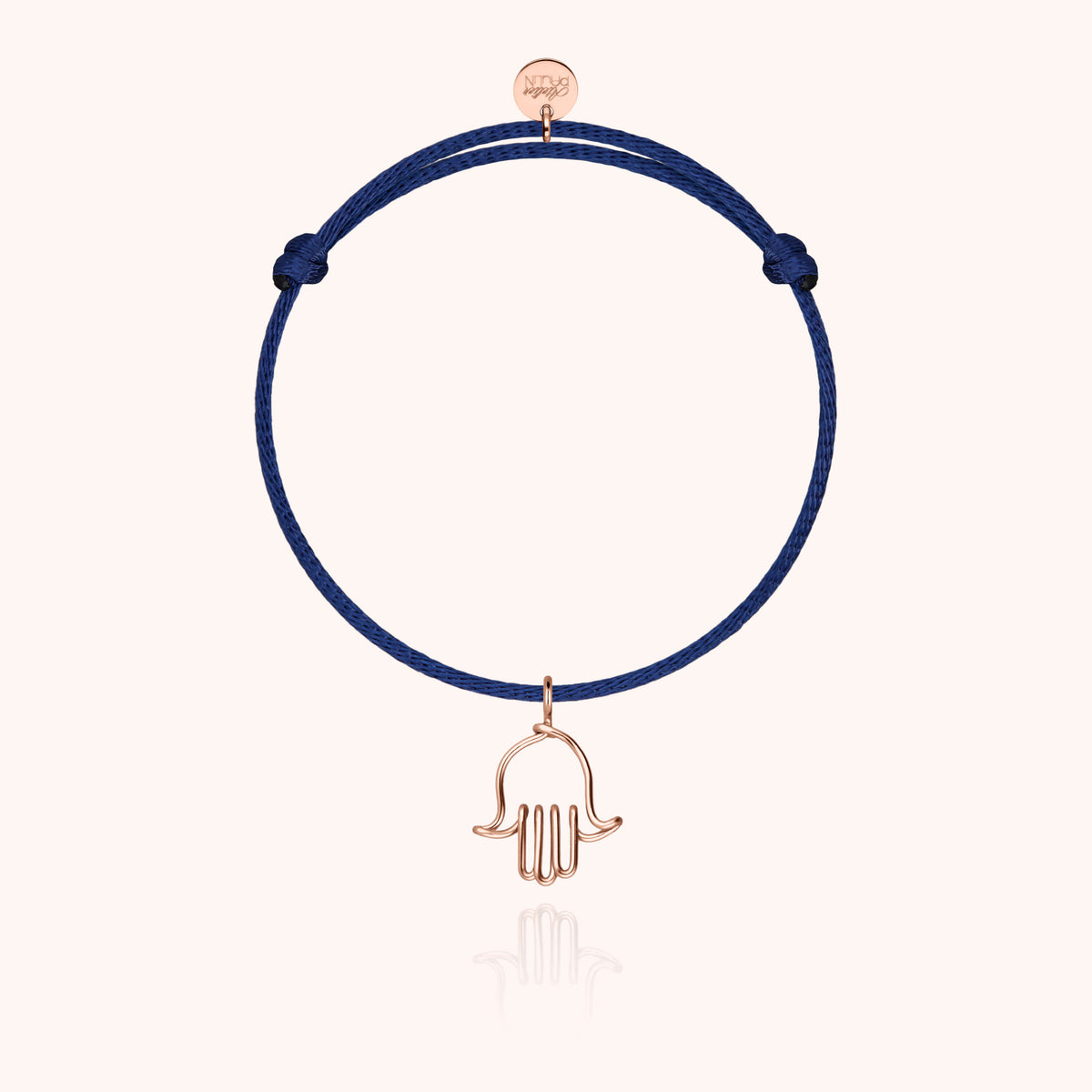 Detail des Hand-der-Fatima-Charms in Roségold an Kordelarmband