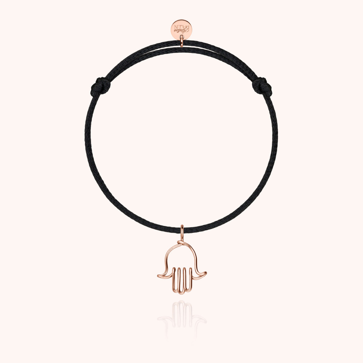 Kordelarmband Hand der Fatima aus 18 Karat Roségold für Kinder