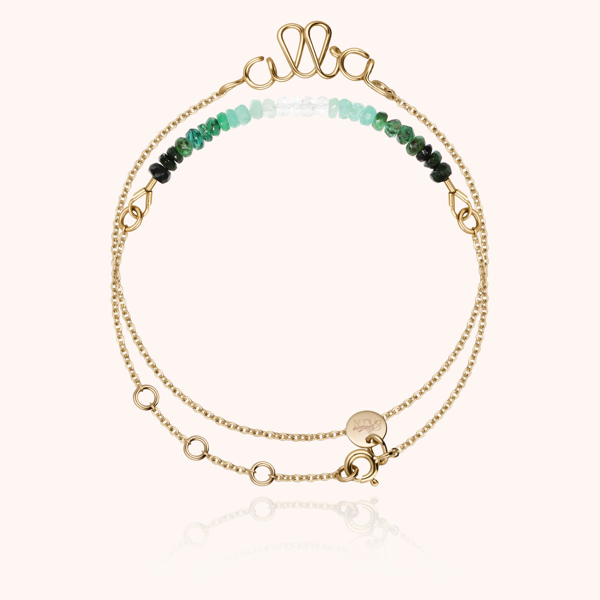 Bracciale Doppio Giro Personalizzato con smeraldo