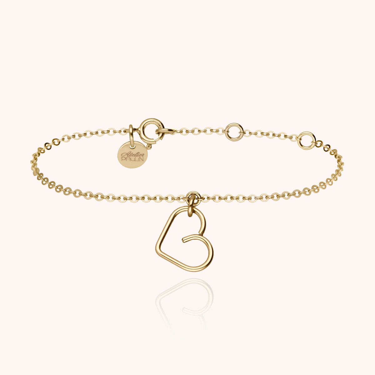 Bracciale Lucky One Charms Cuore in filo d'oro giallo laminato 14k