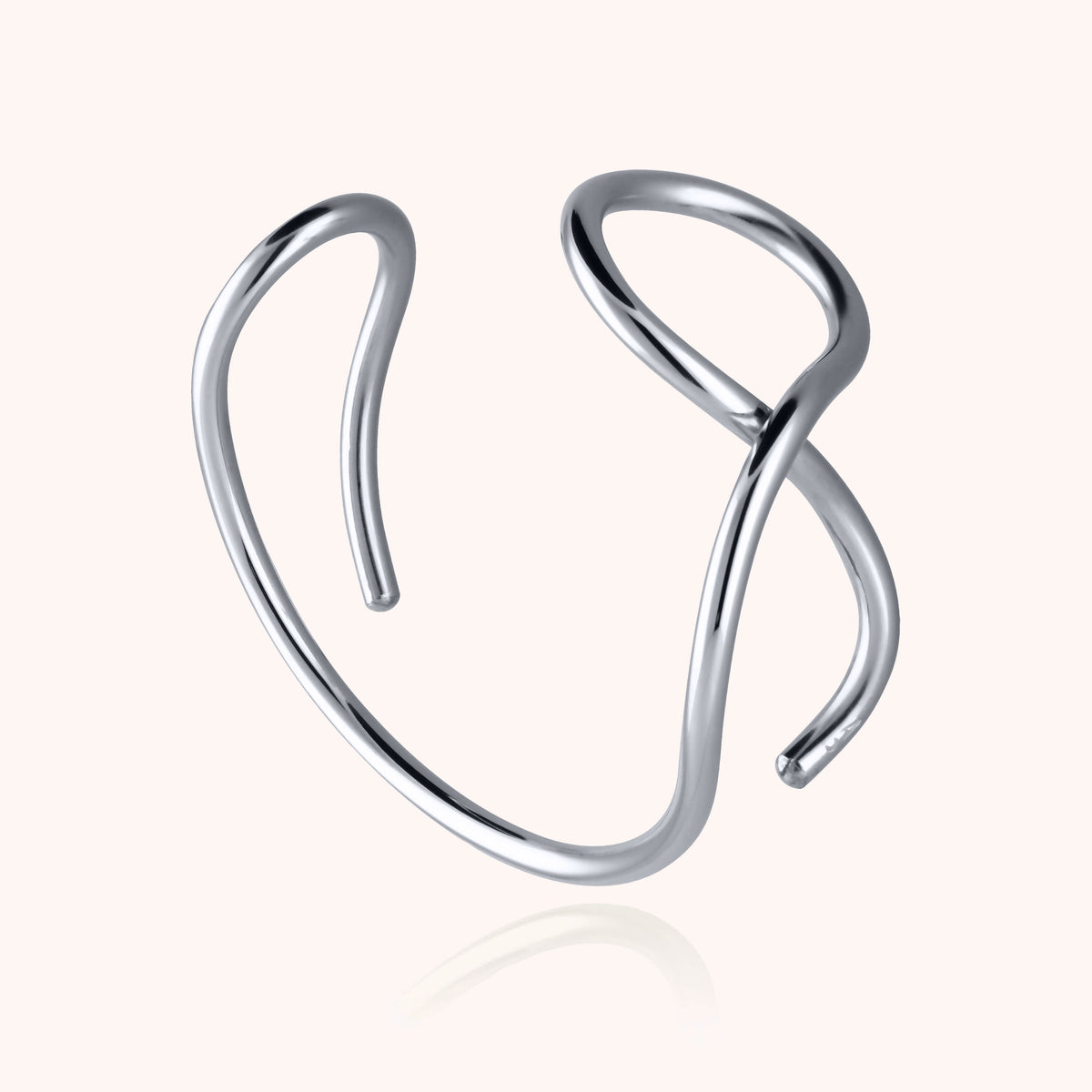Bracciale a Polsino Outline Lettera V in filo d'argento sterling 925