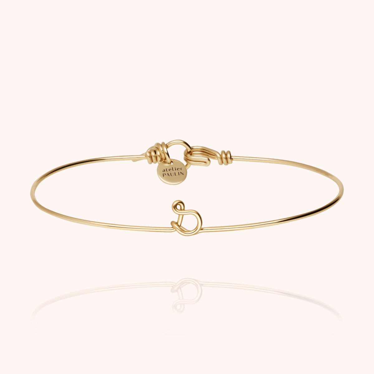 Bracciale Jonc Originale Iniziale in filo d'oro giallo laminato 14k