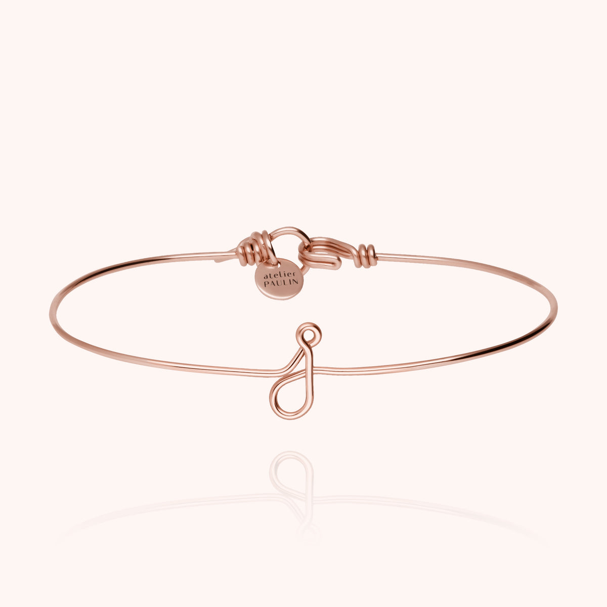 Bracciale Jonc Originale Iniziale in filo d'oro rosa laminato 14k