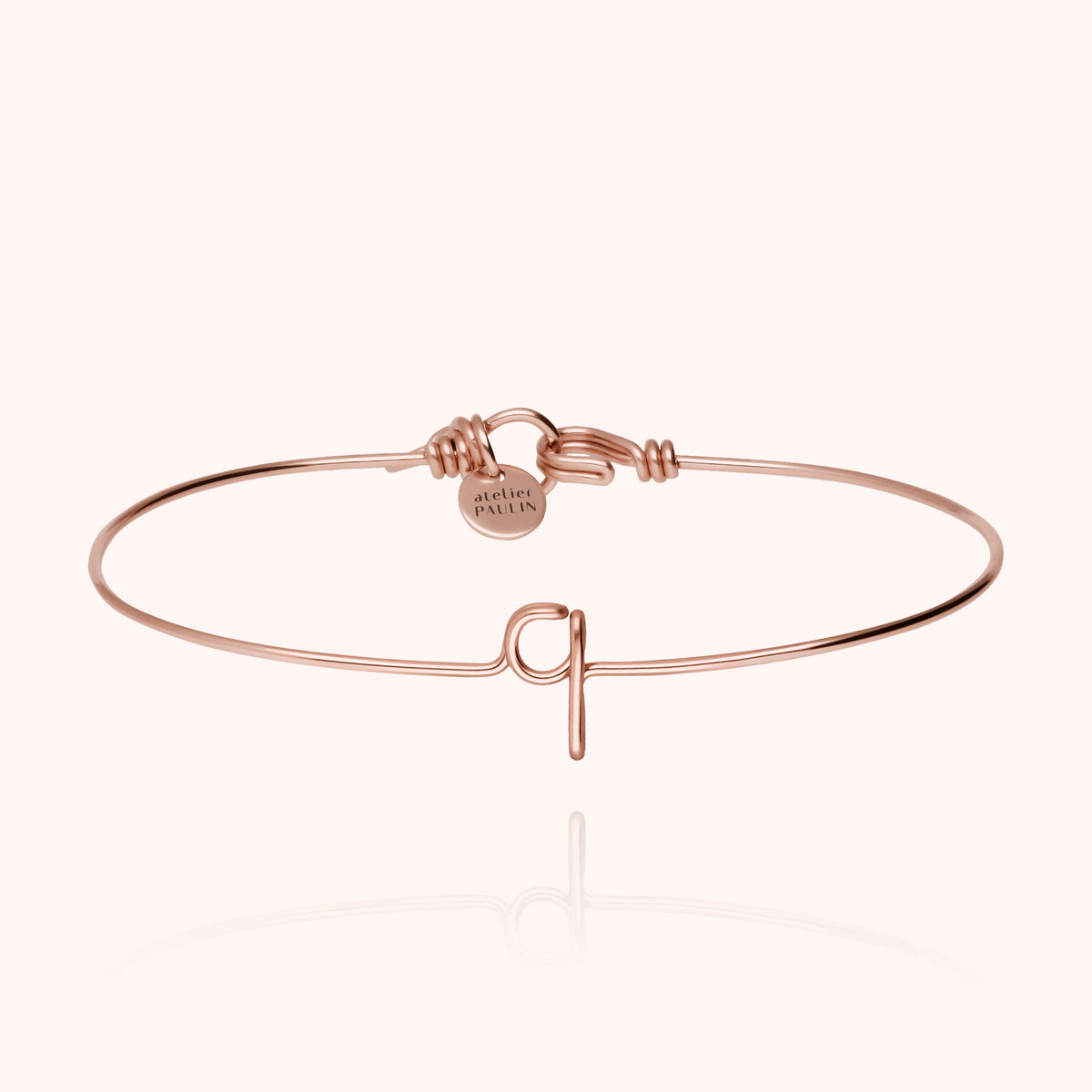 Bracciale Jonc Originale Iniziale in filo d'oro rosa laminato 14k