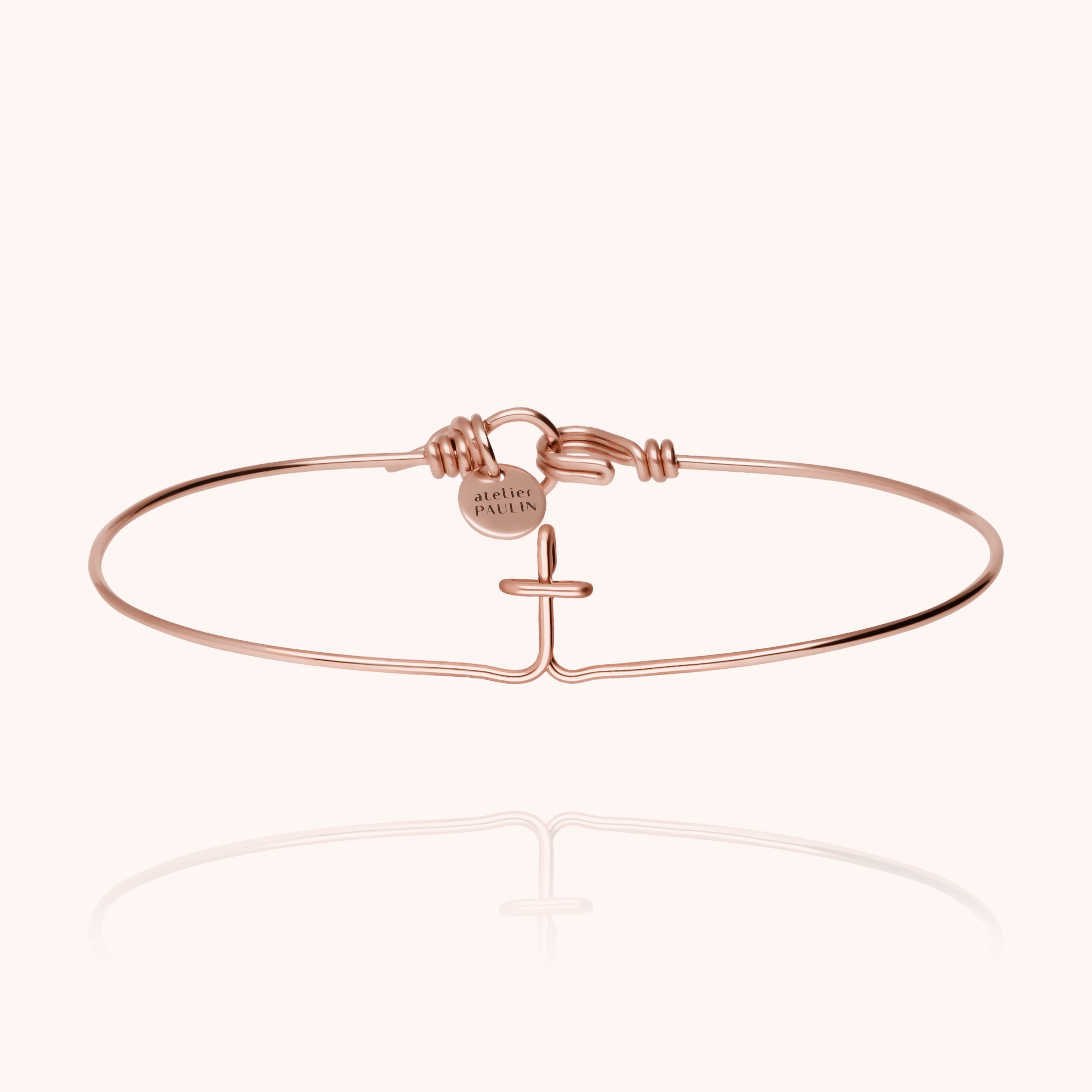 Bracelet Jonc Original Initiale en or rose laminé — bracelet personnalisable Atelier Paulin