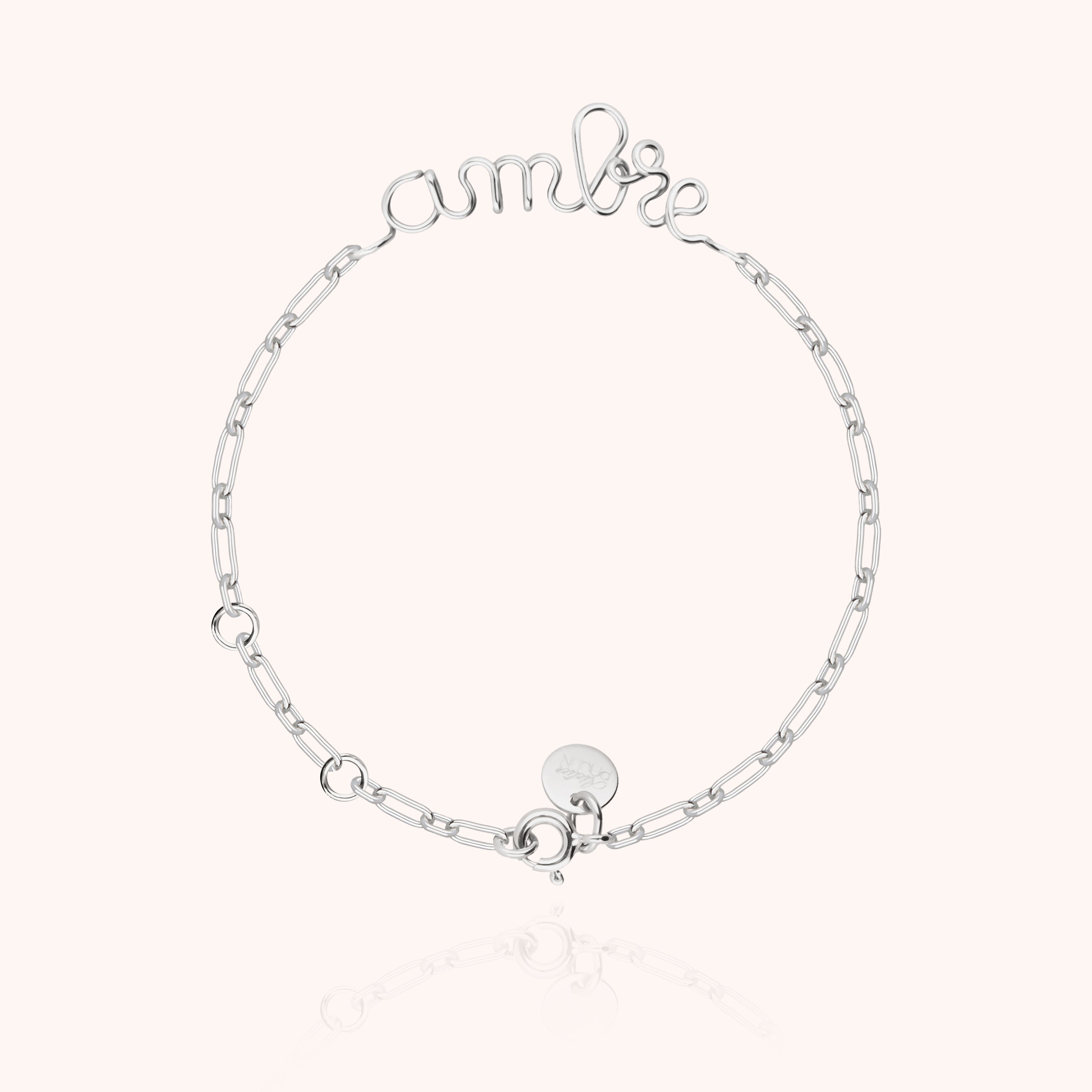 Bracelet Richelieu Chaîne Rectangle Personnalisé - argent initiale argent 925 Atelier Paulin