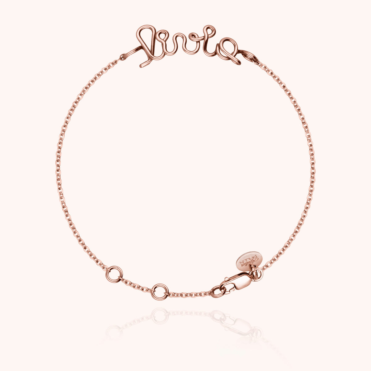 Bracciale Richelieu Personalizzato in filo d'oro rosa laminato 14k, nome modellato a mano