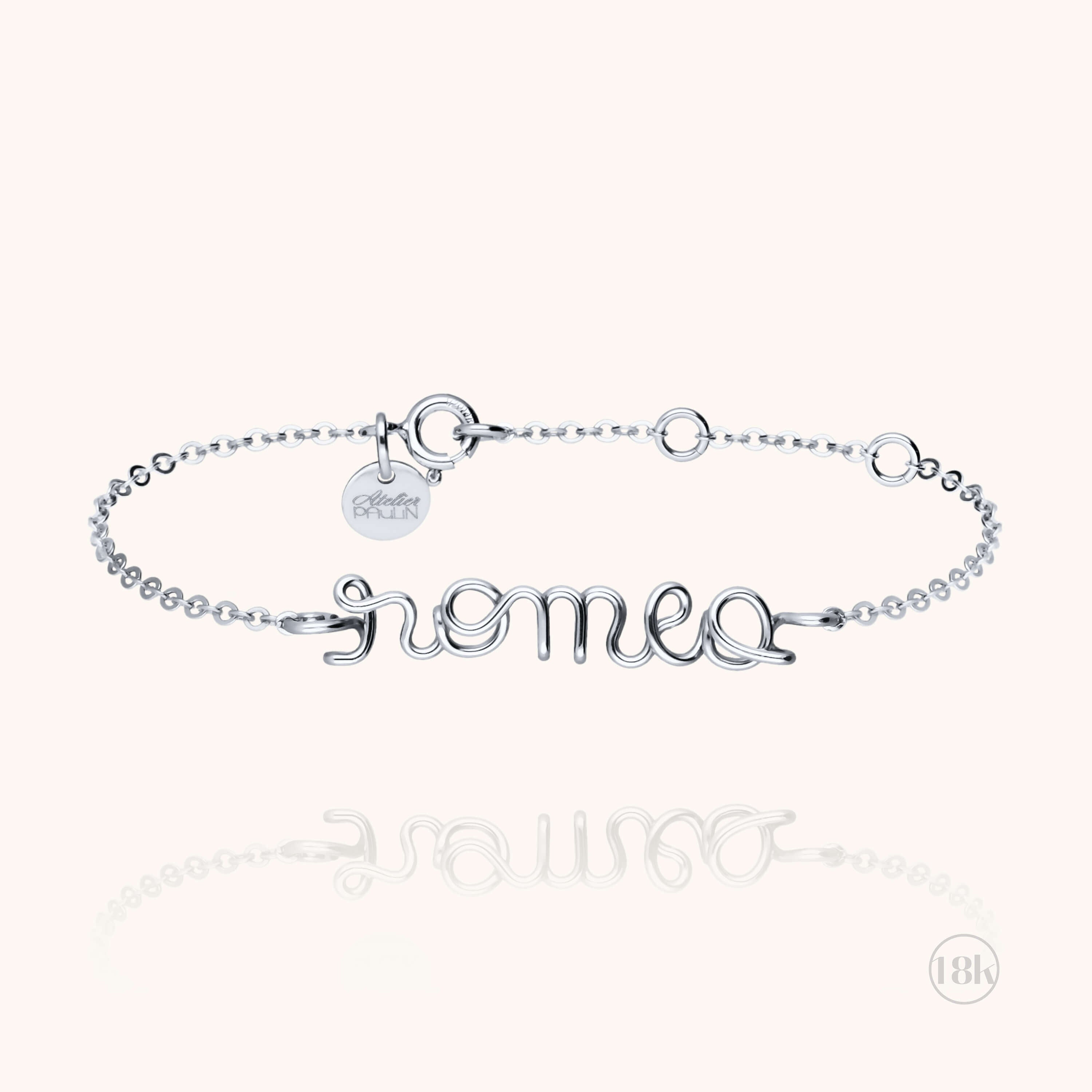 Bracelet Richelieu Personnalisé en or blanc 18K — fabriqué à la main à Paris