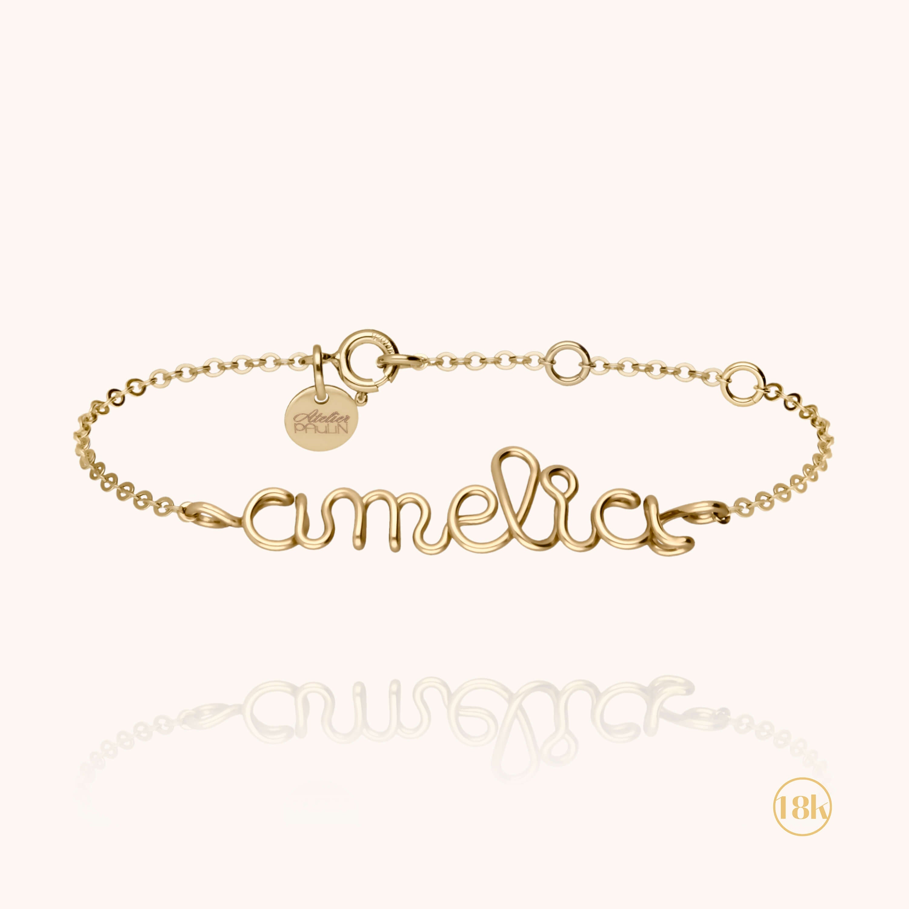 Bracelet Richelieu Personnalisé en or jaune 18K — fabriqué à la main à Paris