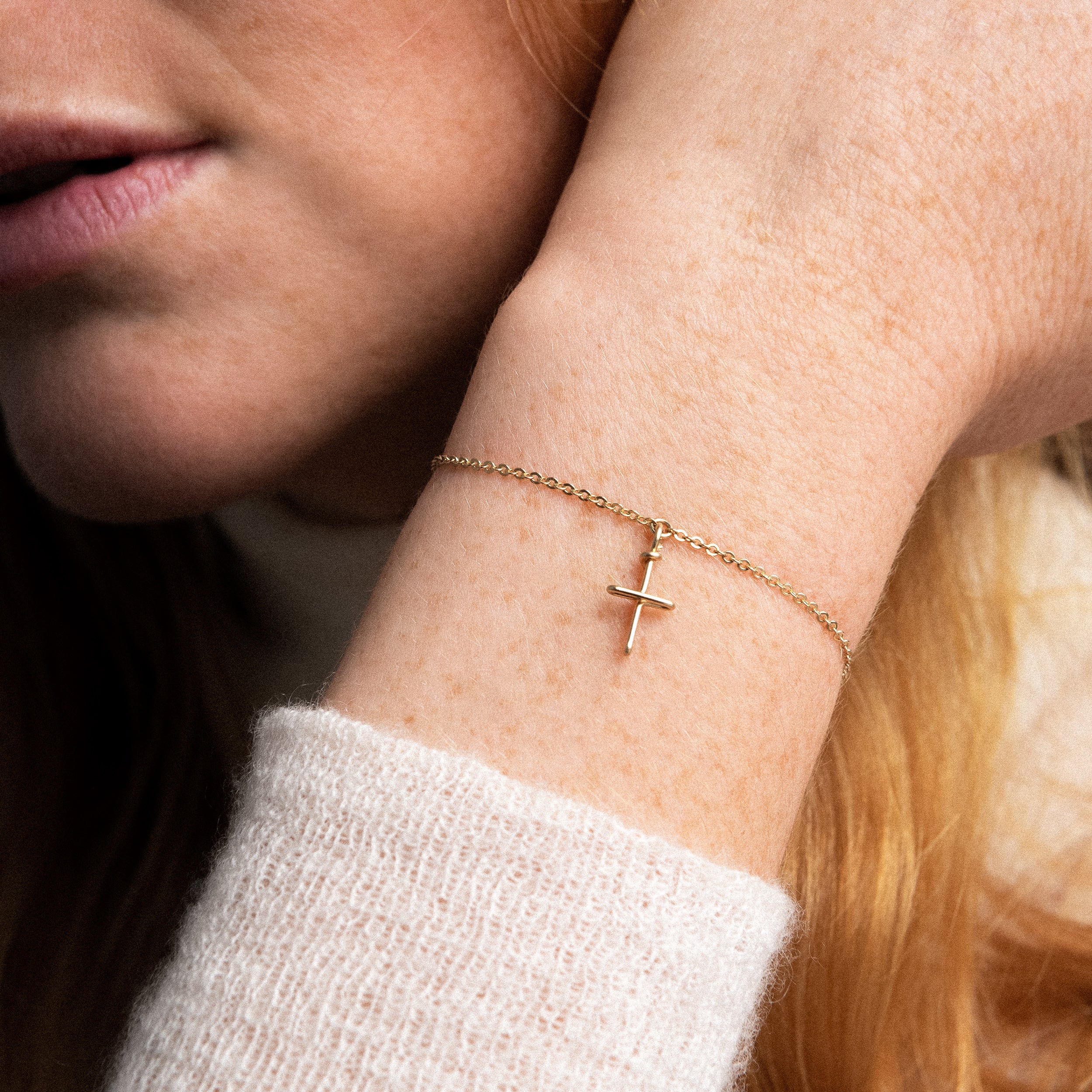 Bracciale Simbolico Charms Croix - oro giallo laminato