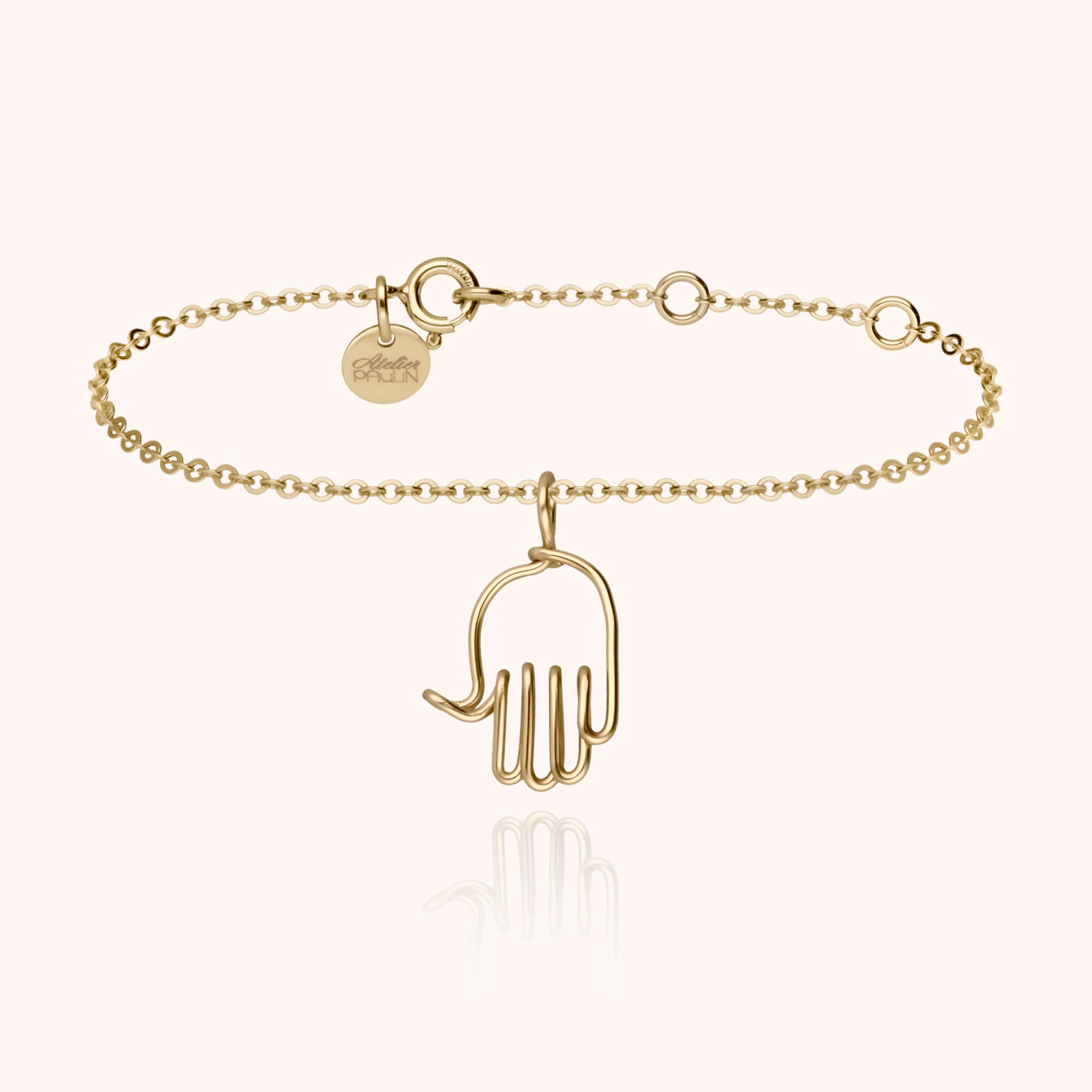 Bracelet Symbolic Charms Main de Fatma en or jaune laminé — bijou fait main Atelier Paulin