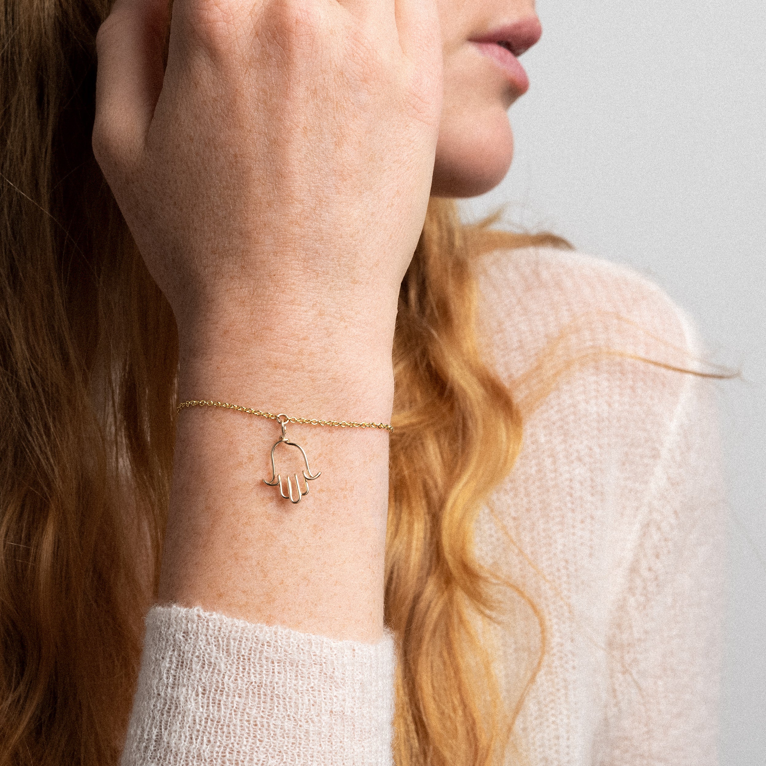 Bracelet Symbolic Charms Main de Fatma - or jaune laminé