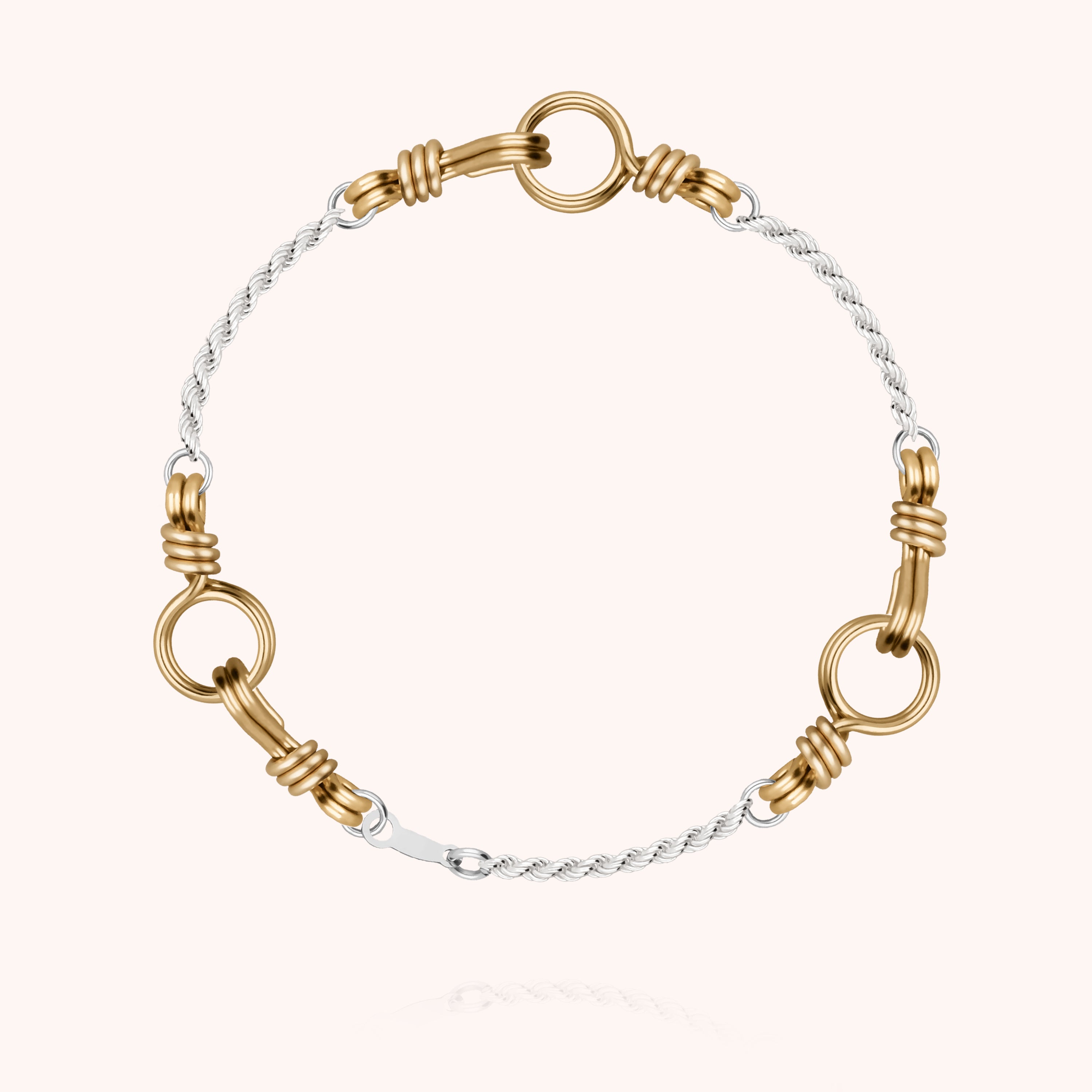Bracelet Tercet Attache moi - or jaune laminé et argent initiale gold filled 14k Atelier