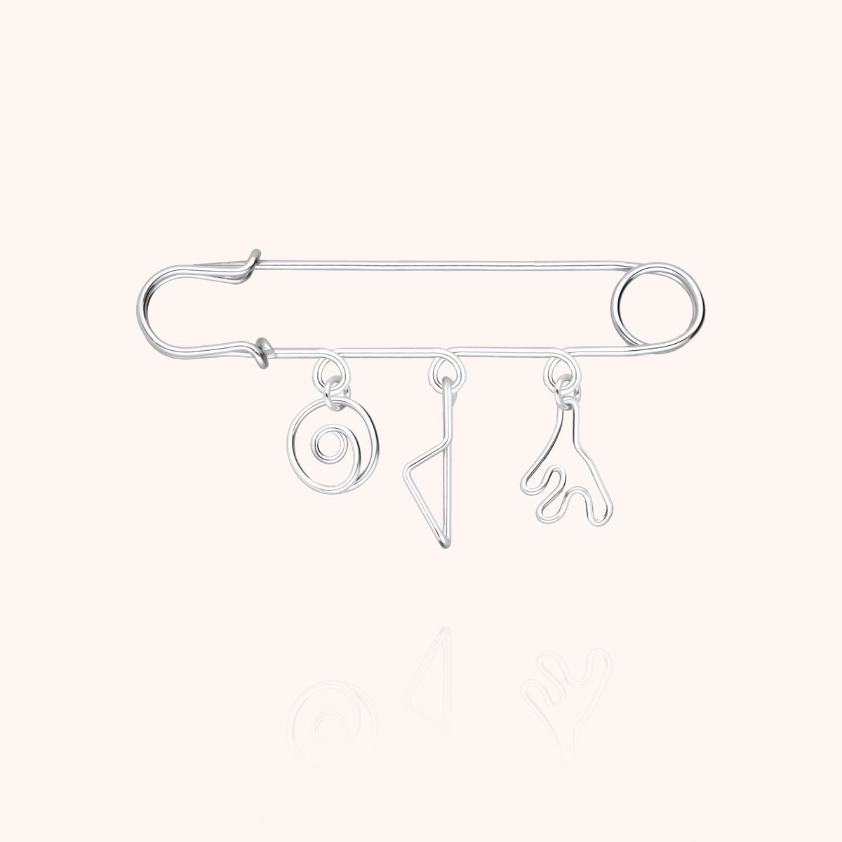 Charms-Brosche Trio Corsica aus 925 Sterlingsilber, drei hängende Charms