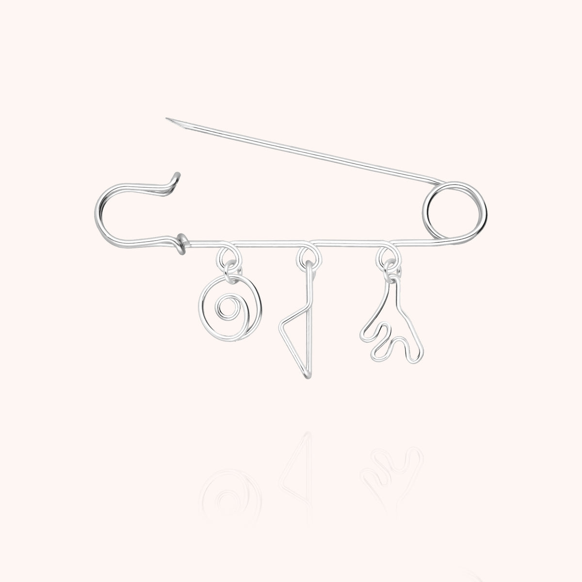Charms-Brosche Trio Corsica aus 925 Sterlingsilber, offene Nadel