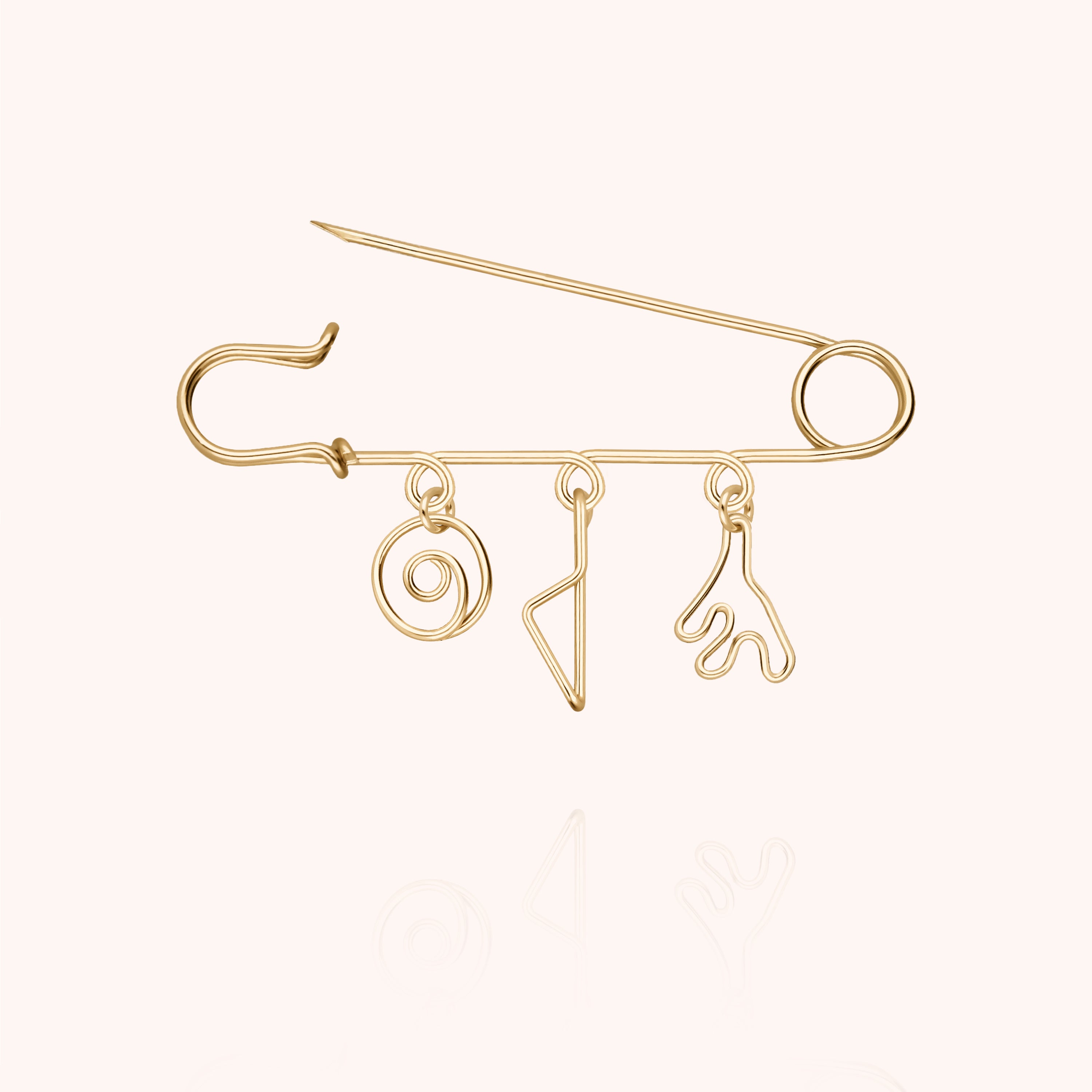 Broche Charms Trio Corsica - or jaune laminé