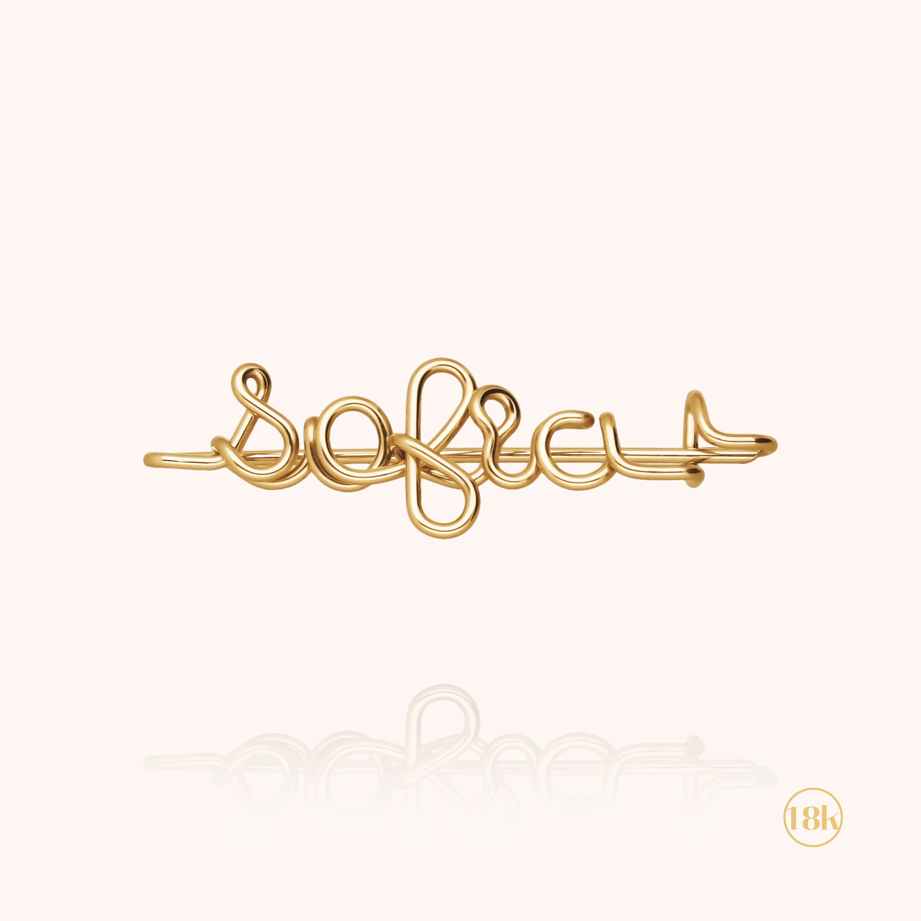 Broche Originale Personnalisée en or jaune 18K — bijou artisanal fait main