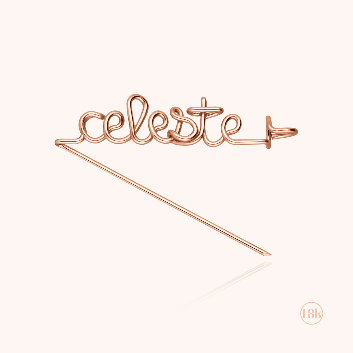 Spilla Originale Personalizzata in filo d'oro rosa 18kt, portata come spilla