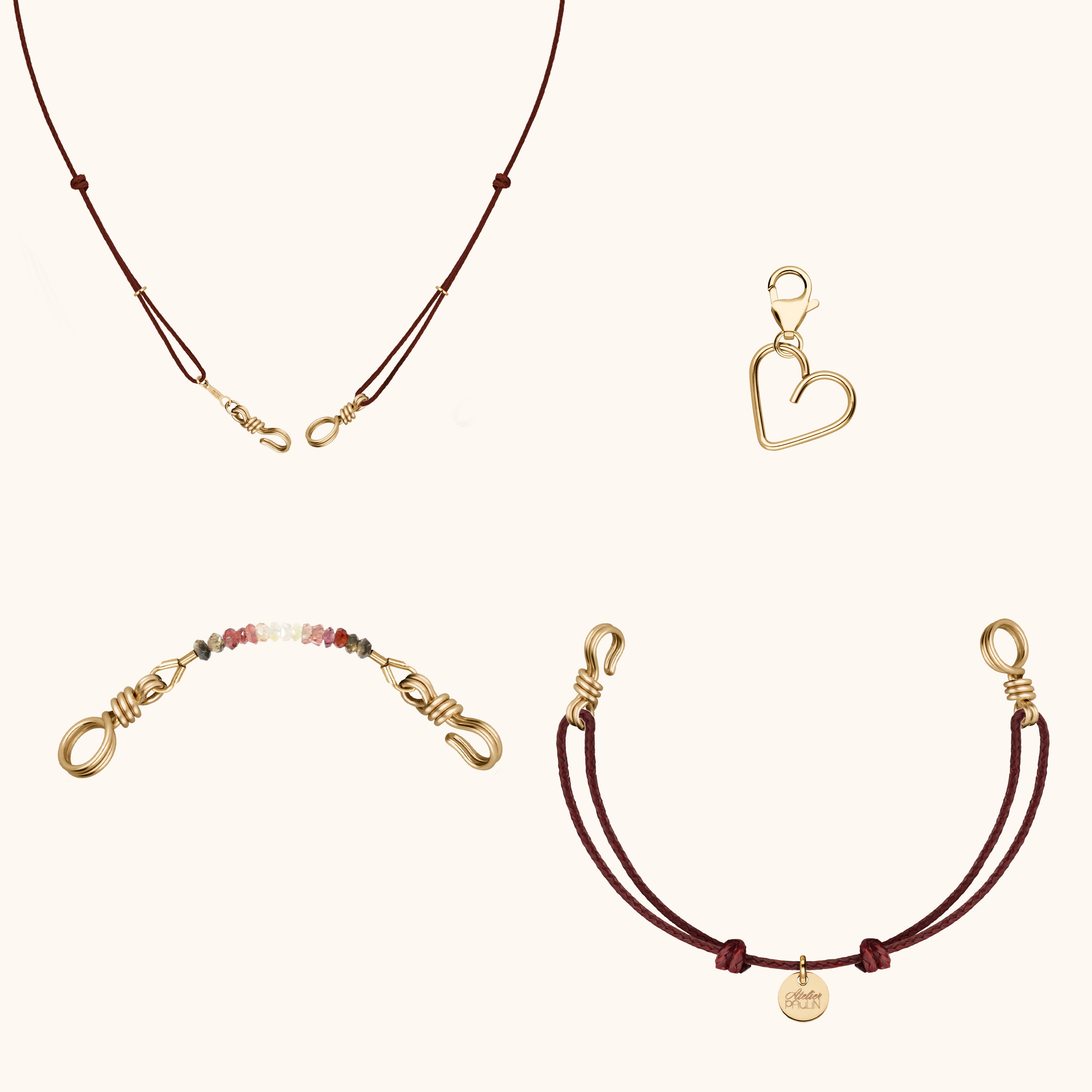 Coffret Cordon Attache moi en or jaune laminé 585 millièmes façonné à la main