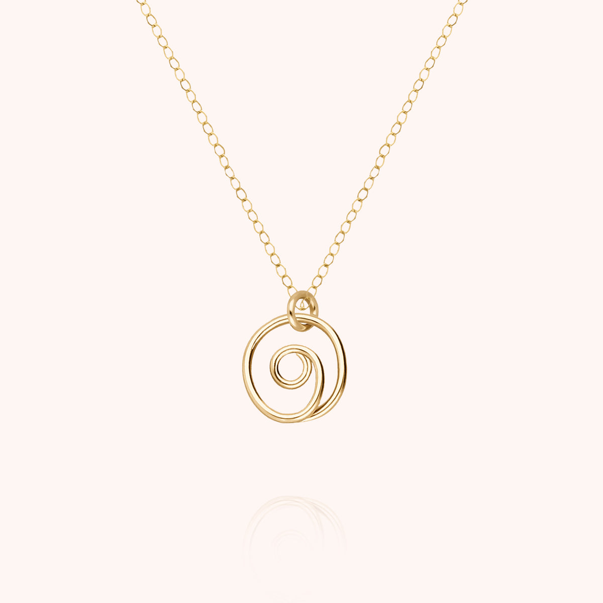 Collana Charms Occhio di Santa Lucia in filo d'oro giallo laminato 14k, pendente a spirale
