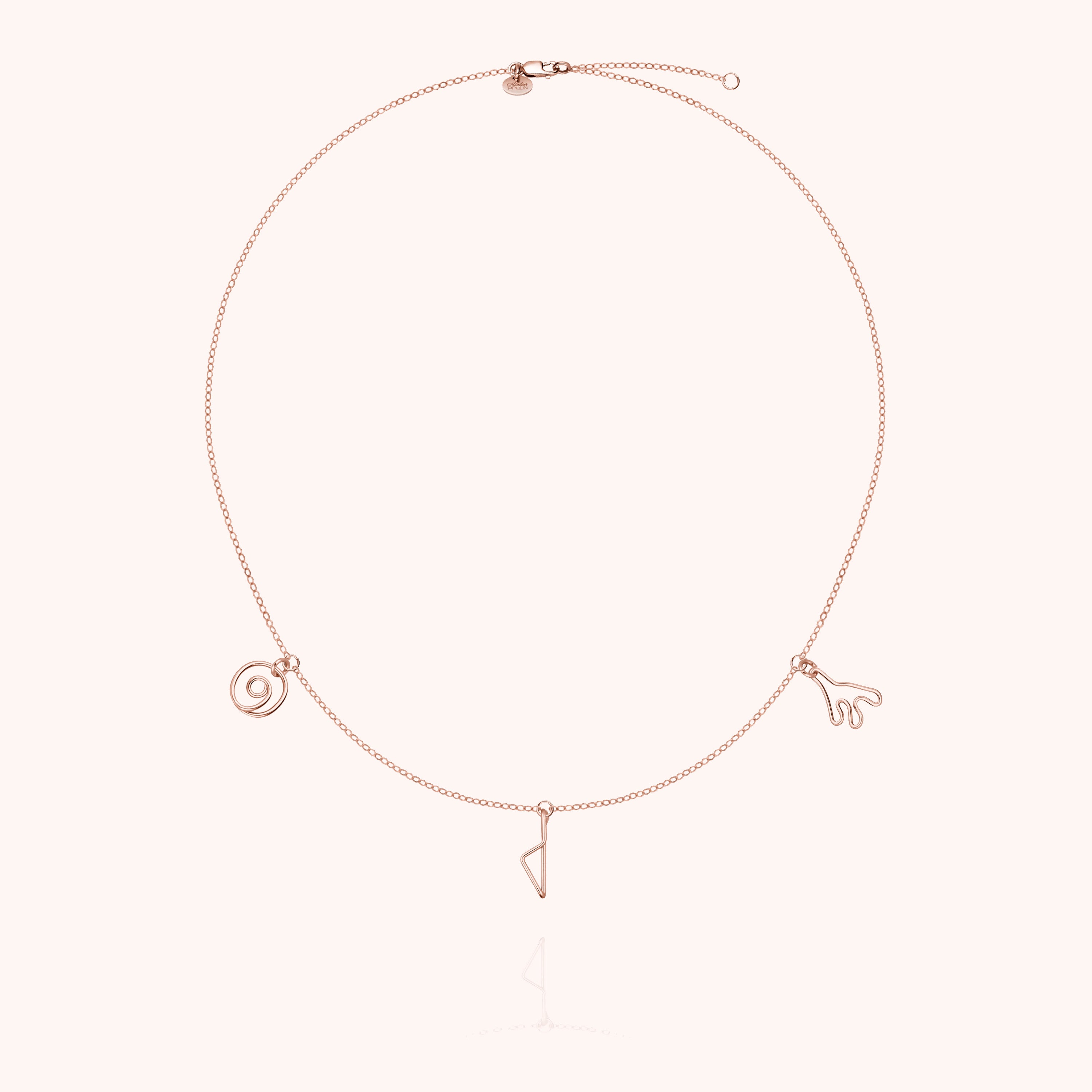 Trio Corsica Charms Necklace - 14k rose gold filled