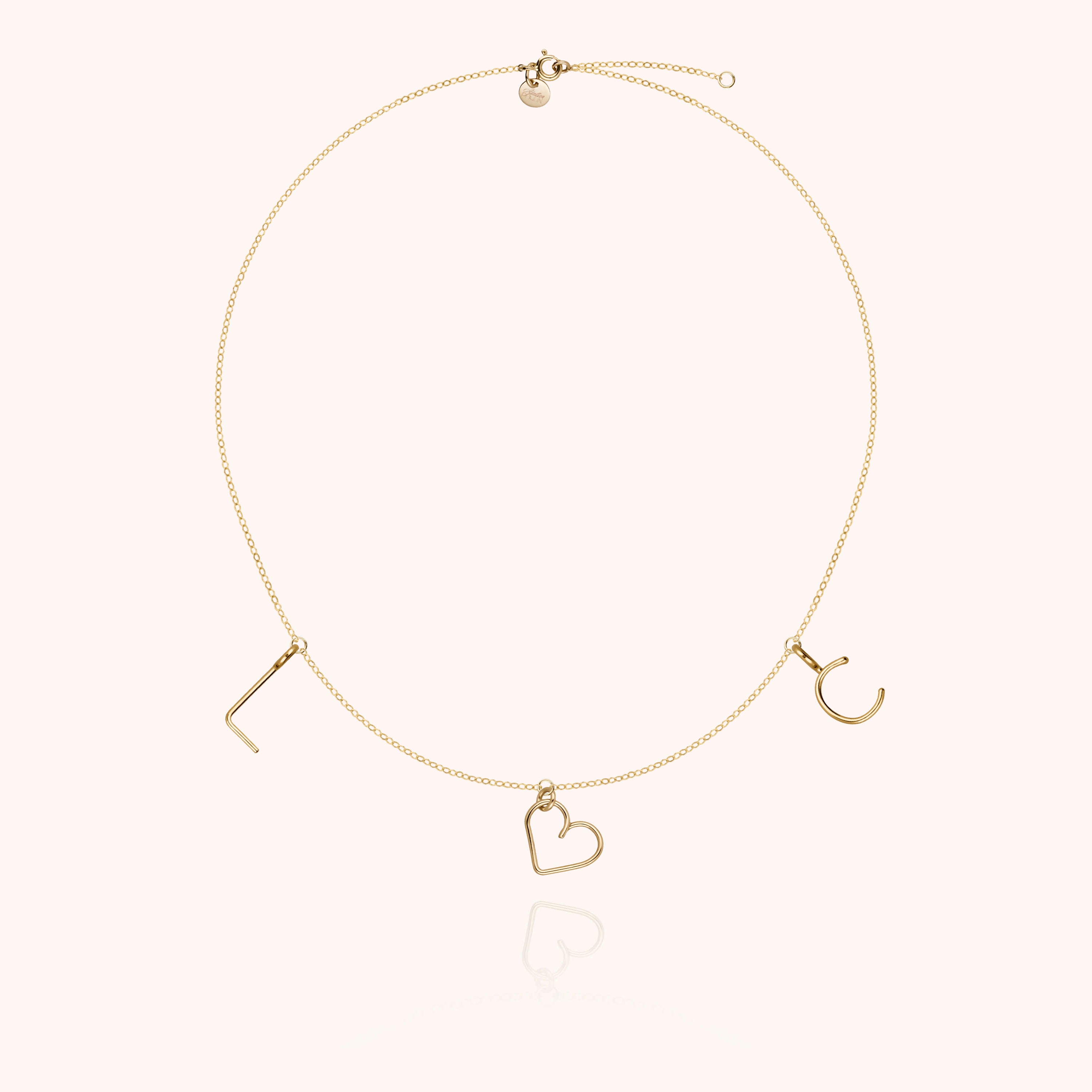 Collier Charms Trio Family - or jaune laminé