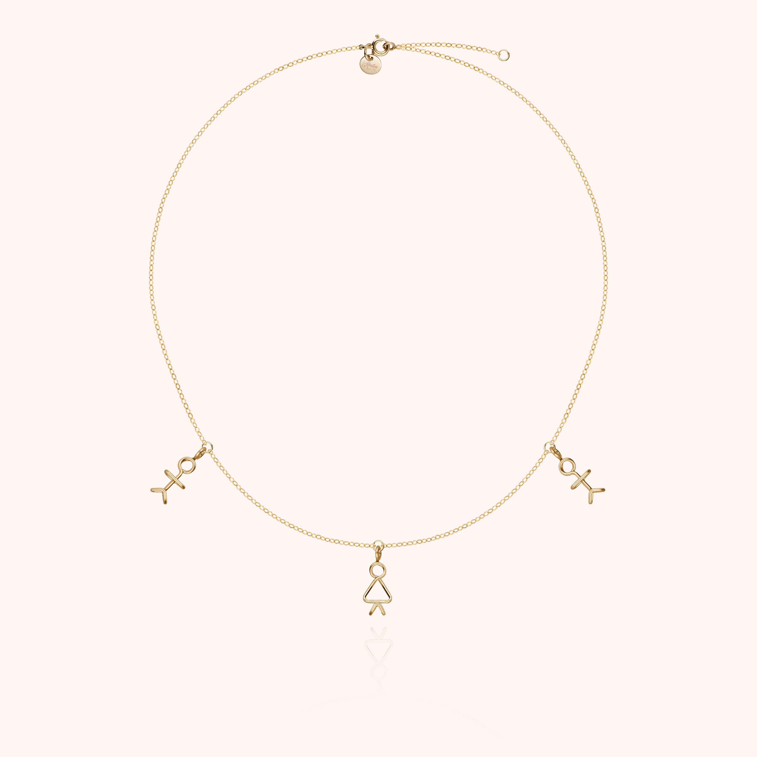 Collier Charms Trio Family - or jaune laminé