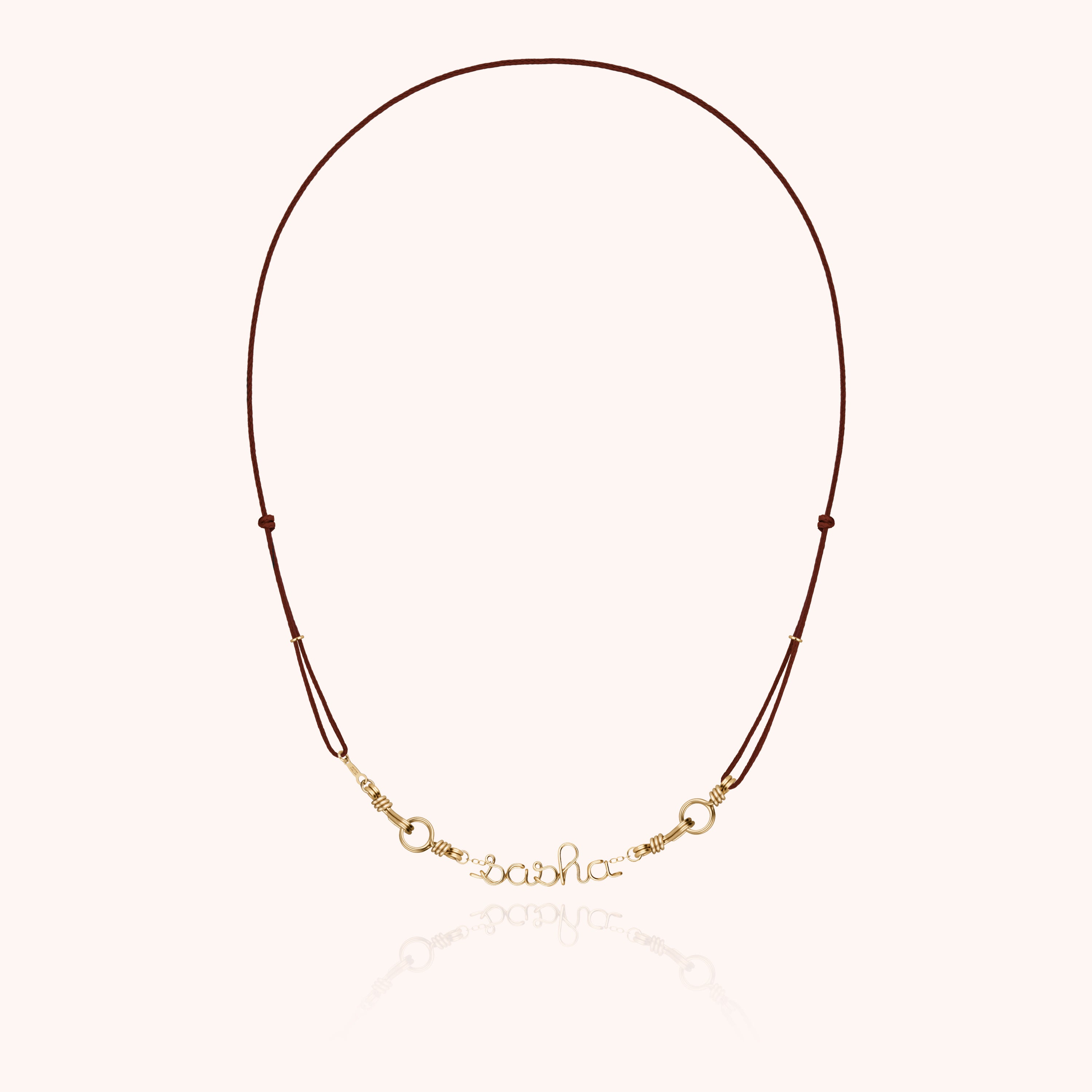 Collier Cordon Attache moi Personnalisé en or jaune laminé — collier personnalisable Atelier Paulin