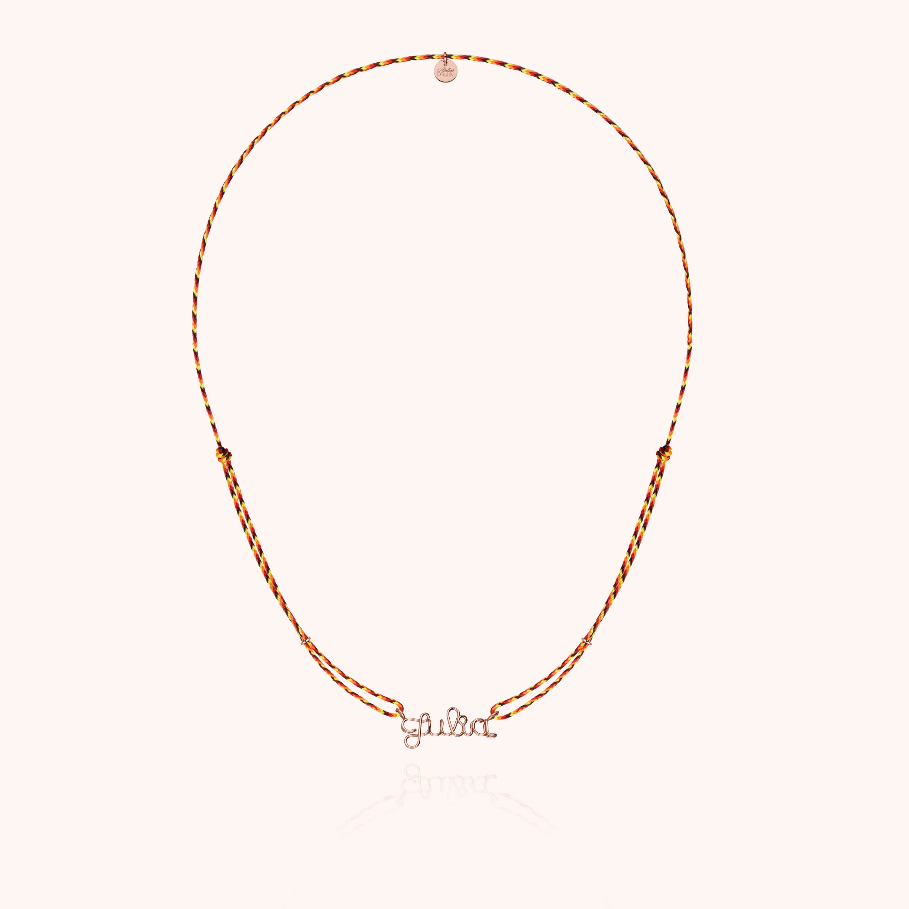 Collier Cordon Slim Knot Personnalisé en or rose 18K — bijou artisanal fait main