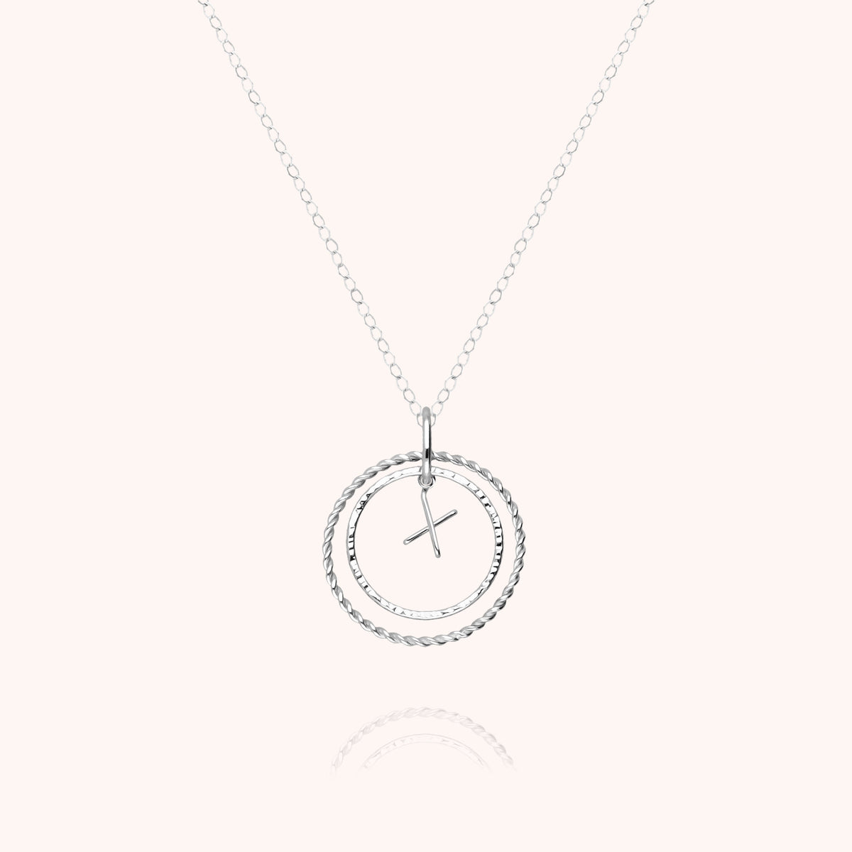 Collana Medaglia Iniziale in filo d'oro bianco 18kt