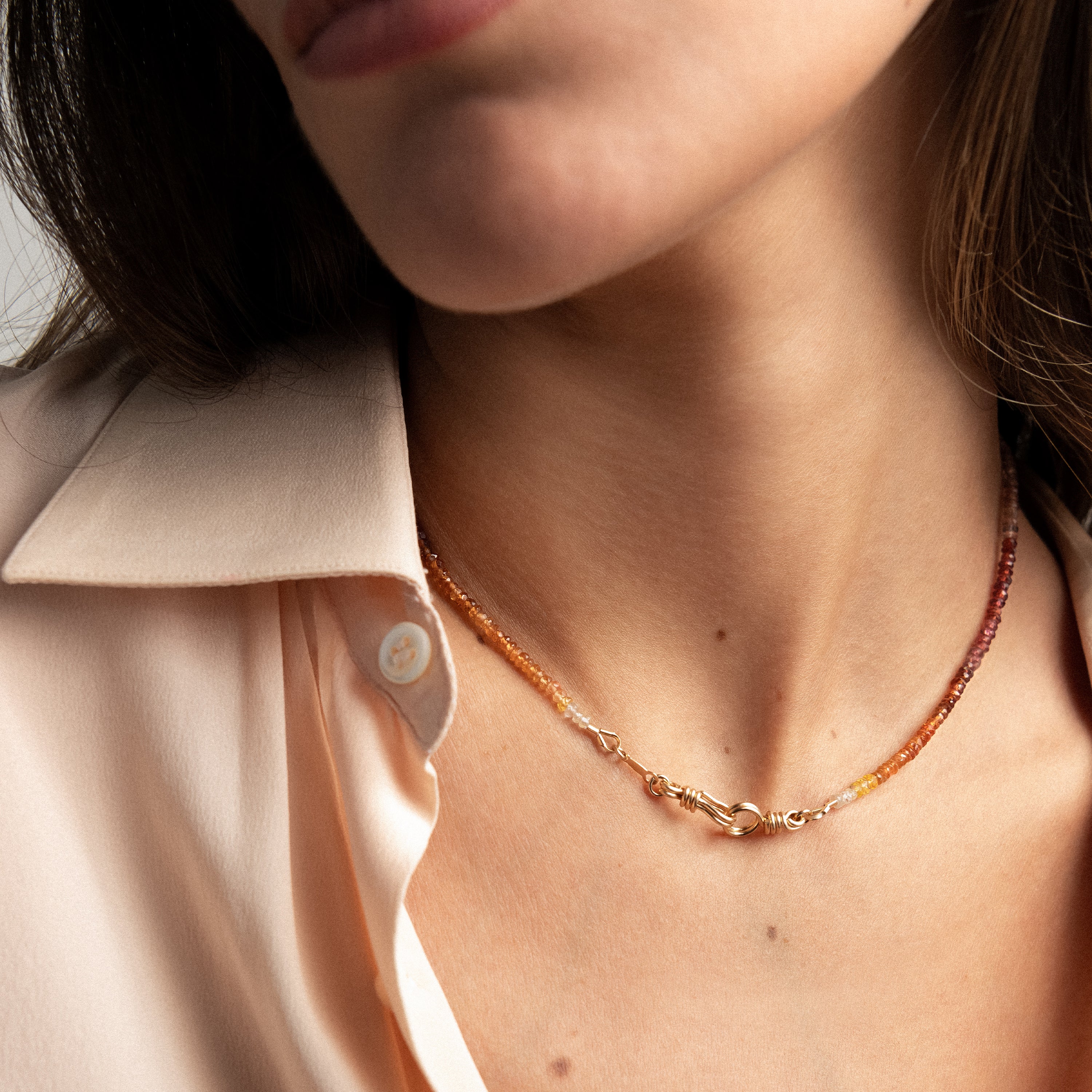 Collier Ras de Cou Rivière Attache moi - saphir fauve