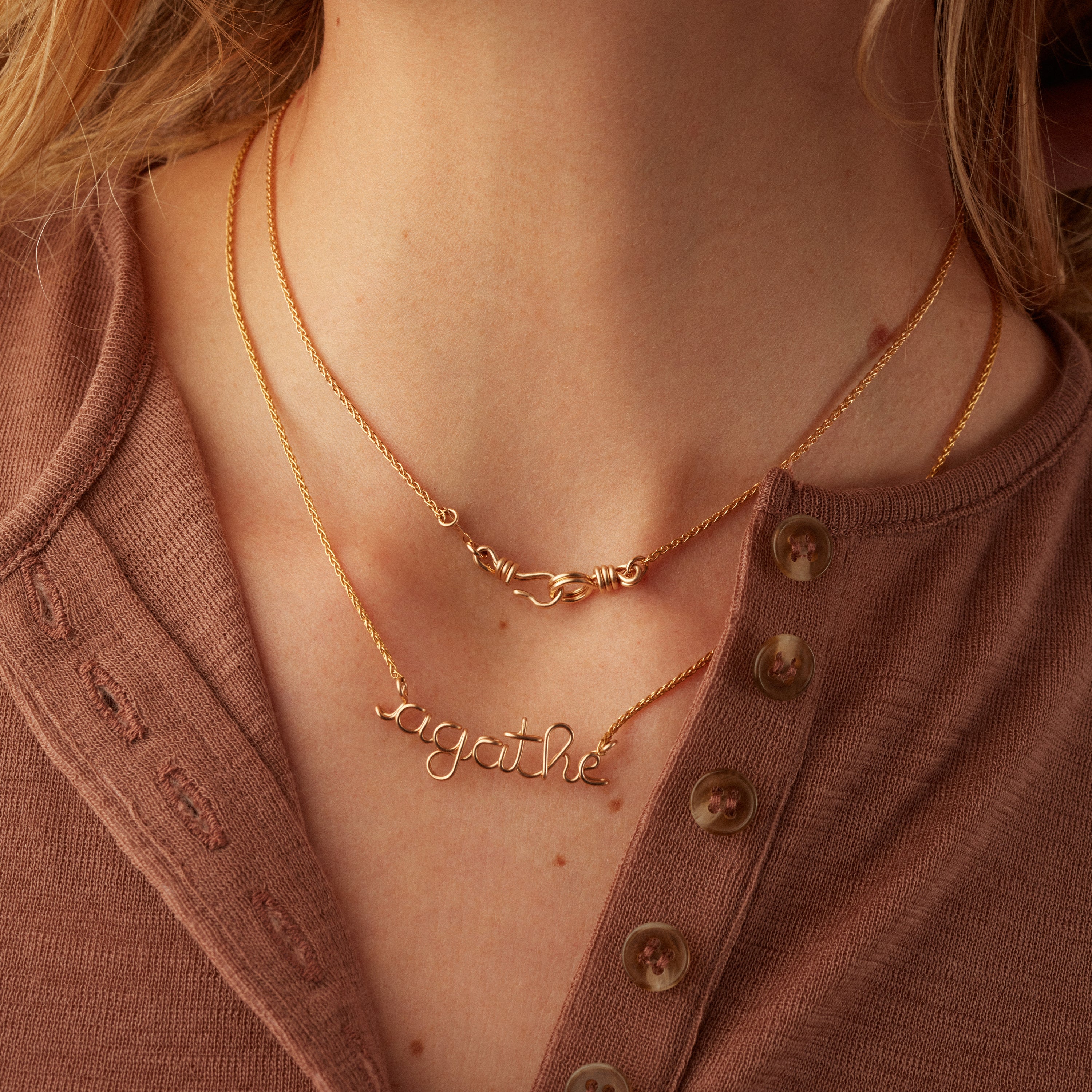 Choker Necklace Rope Attach Me - laminated yellow gold