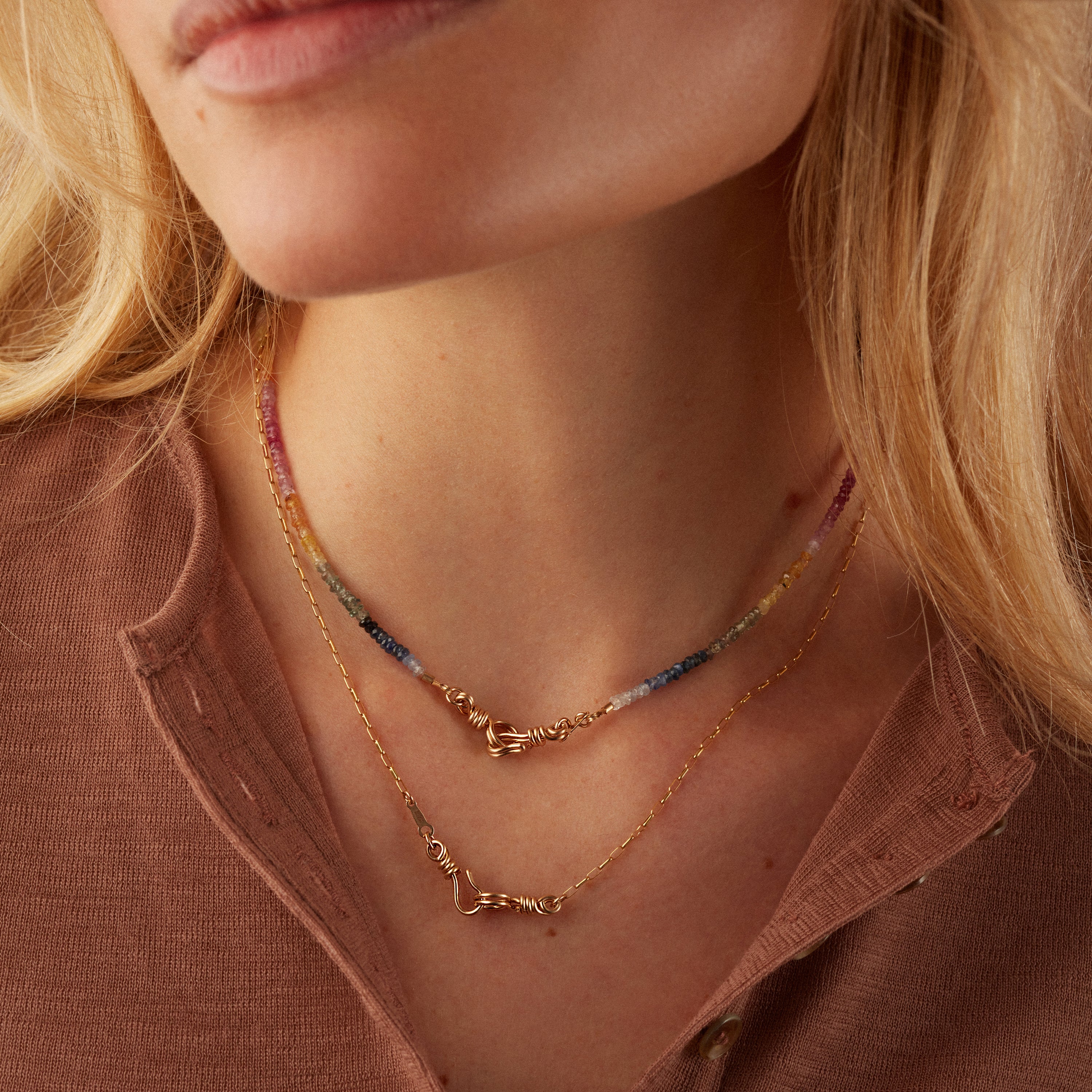 Rectangle Chain Necklace Attache moi - Yellow 14k gold-filled