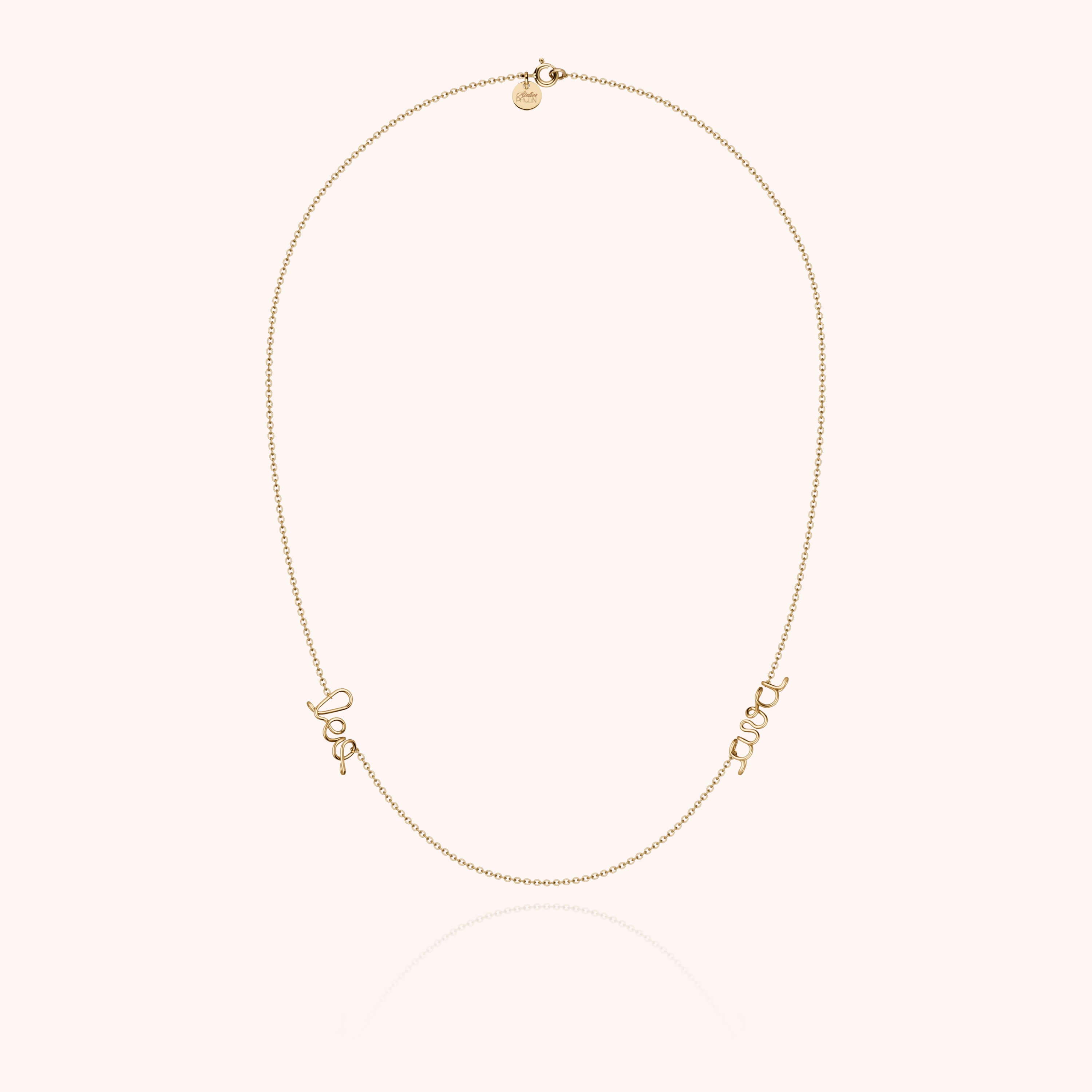 Collier Richelieu Duo Personnalisé porté au cou — or jaune 18K livraison soigneuse garantie