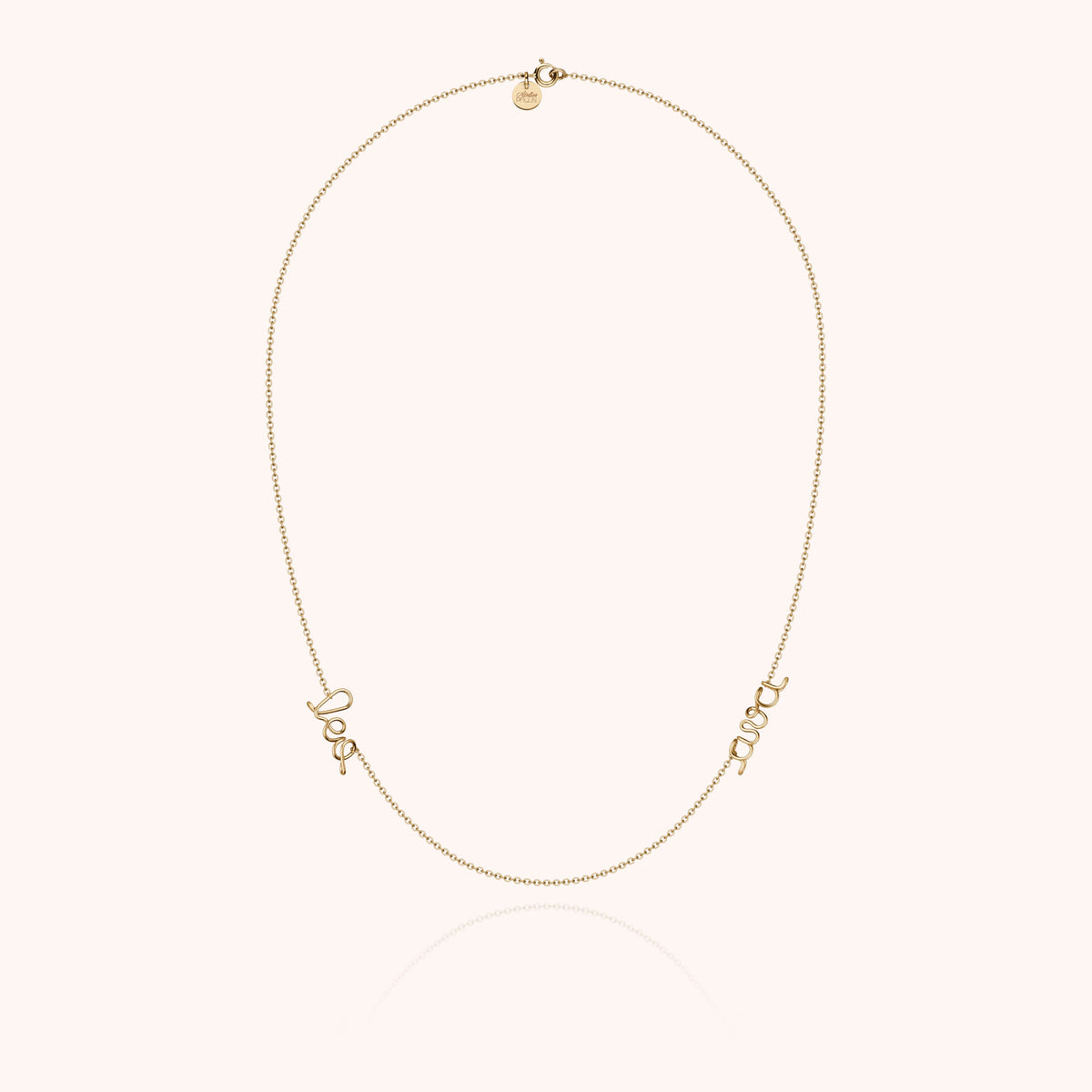 Collana Richelieu Duo Personalizzata in filo d'oro giallo 18kt, portata al collo