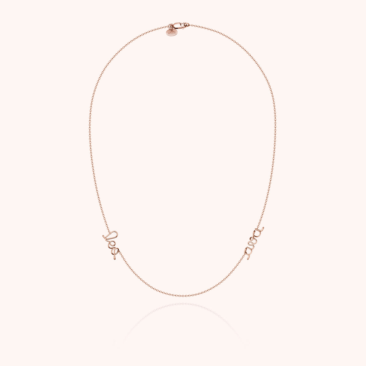 Personalisierte Kette Richelieu Duo aus Roségoldfilled, zwei von Hand geformte Vornamen aus Draht